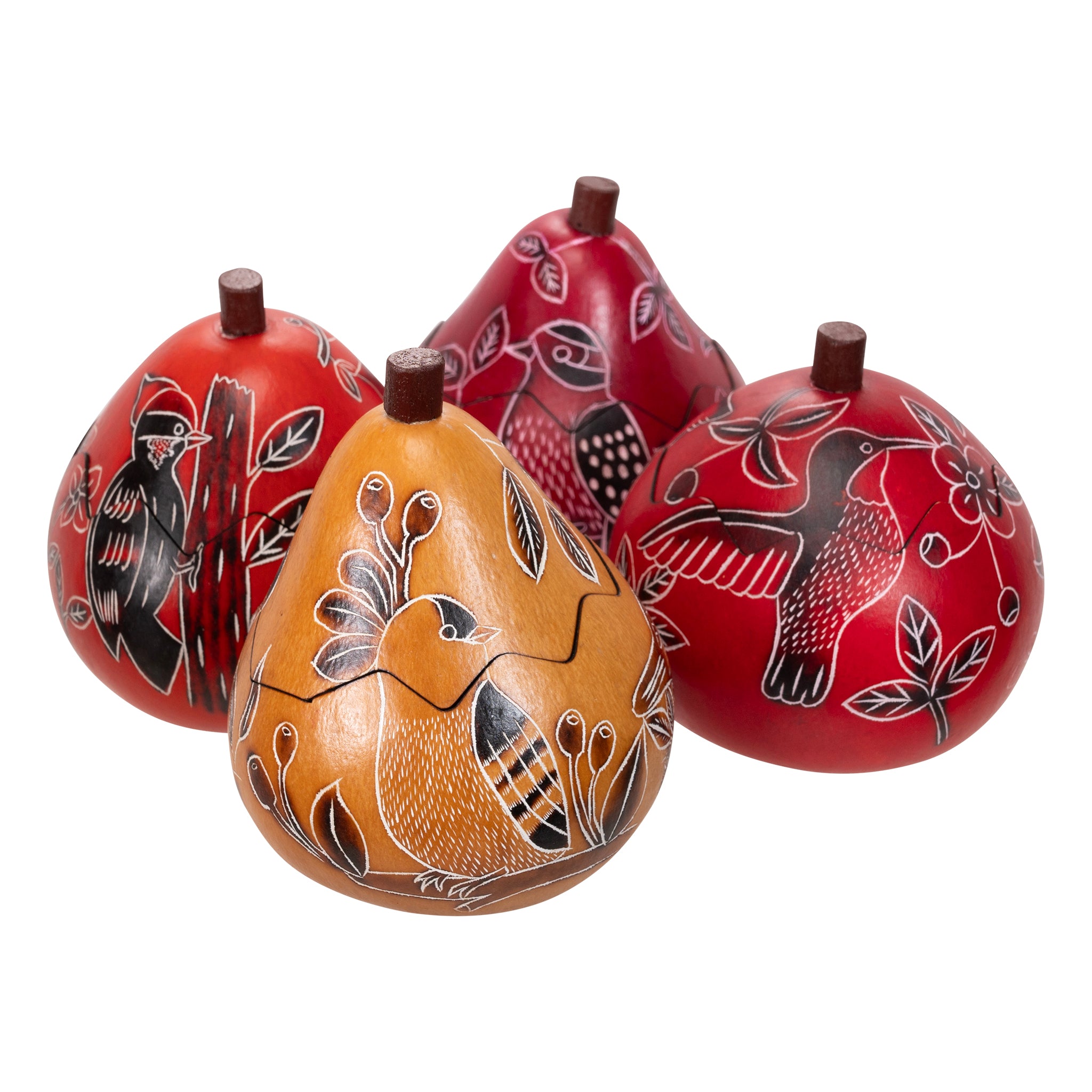 Backyard Birds Mini Gourd Box - Hand-Carved Fair Trade - Nature Lover Gift