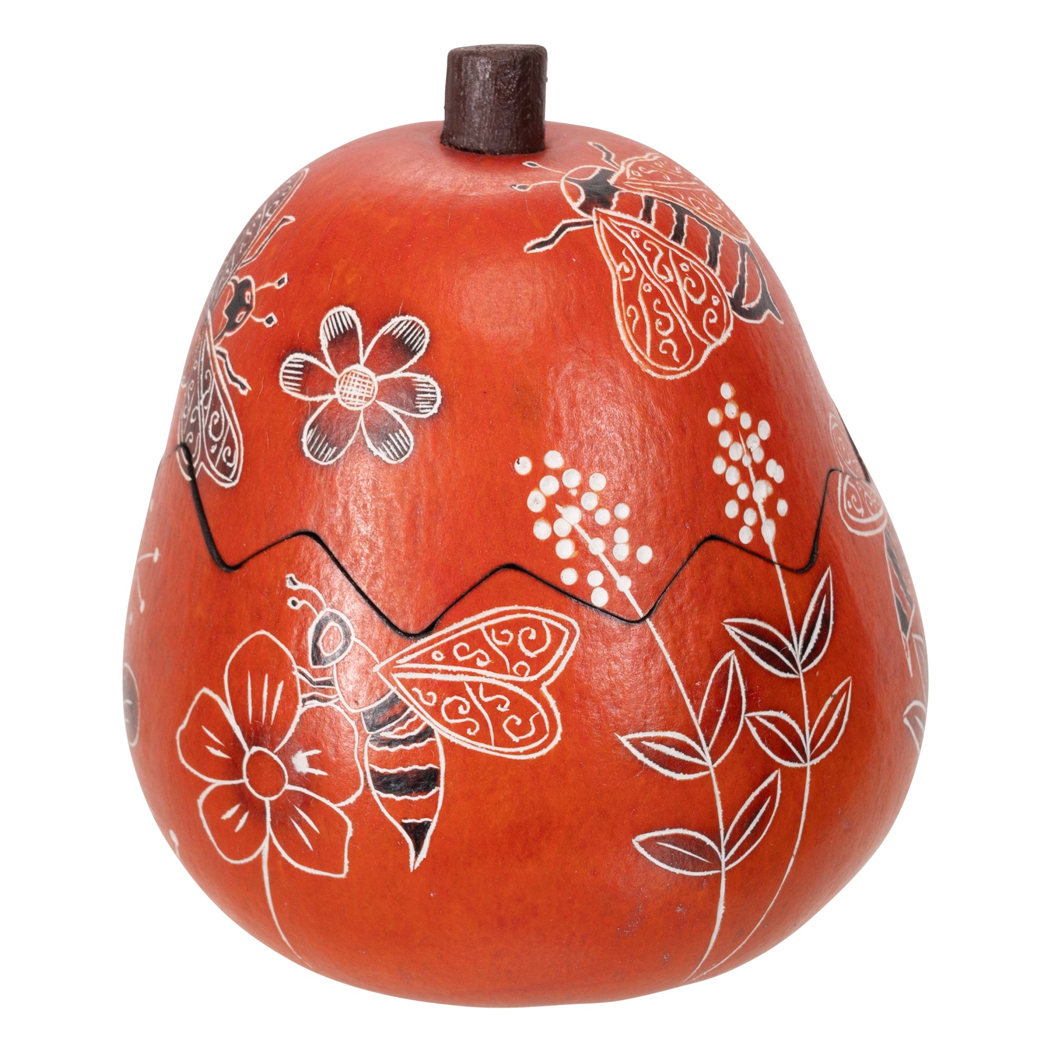Bees & Wild Flowers - Mini Gourd Jewelry Box