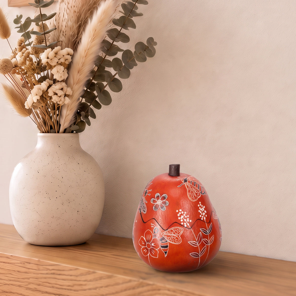 Bees & Wild Flowers - Mini Gourd Jewelry Box