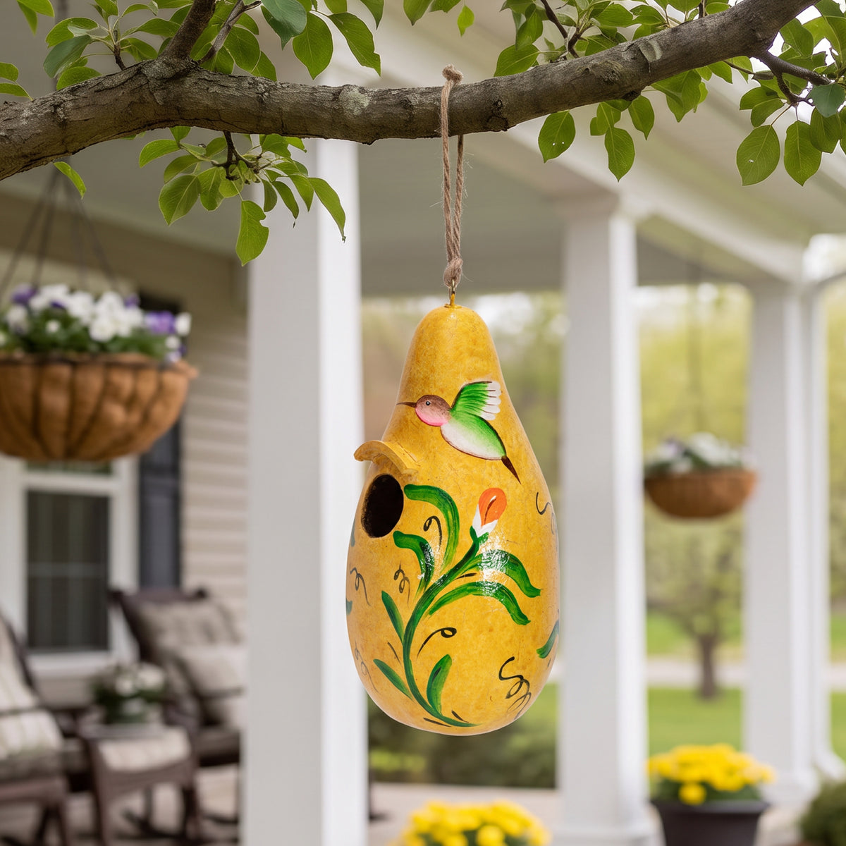 Hummingbird - Painted Gourd Birdhouse