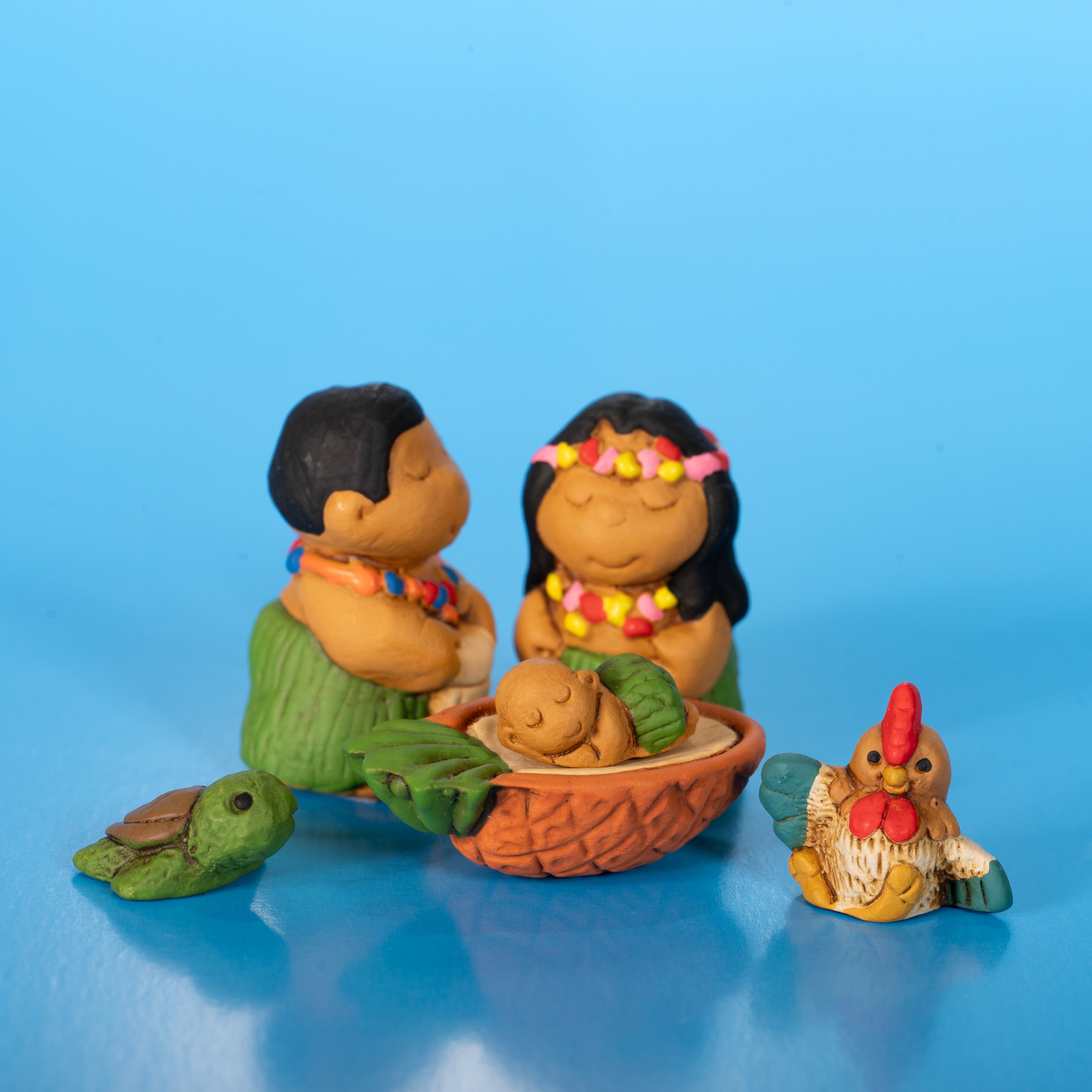 Hawaiian - Mini Nativity Set of 6, 1" H
