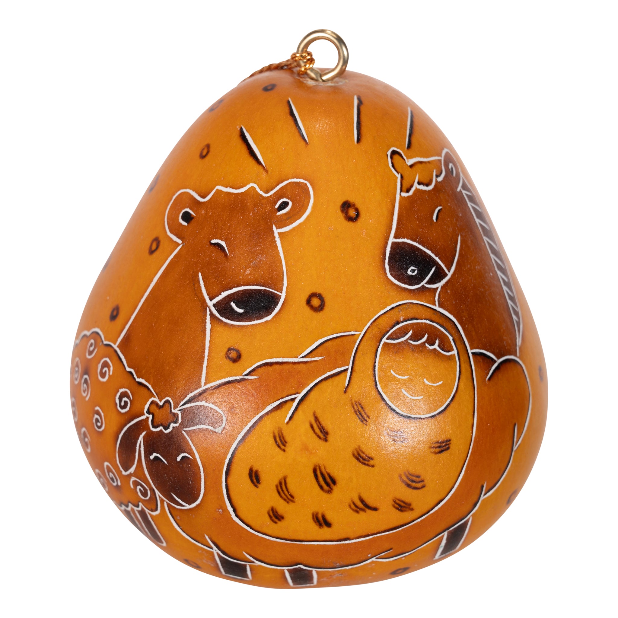 Adoring Baby Jesus - Mini Gourd Ornament