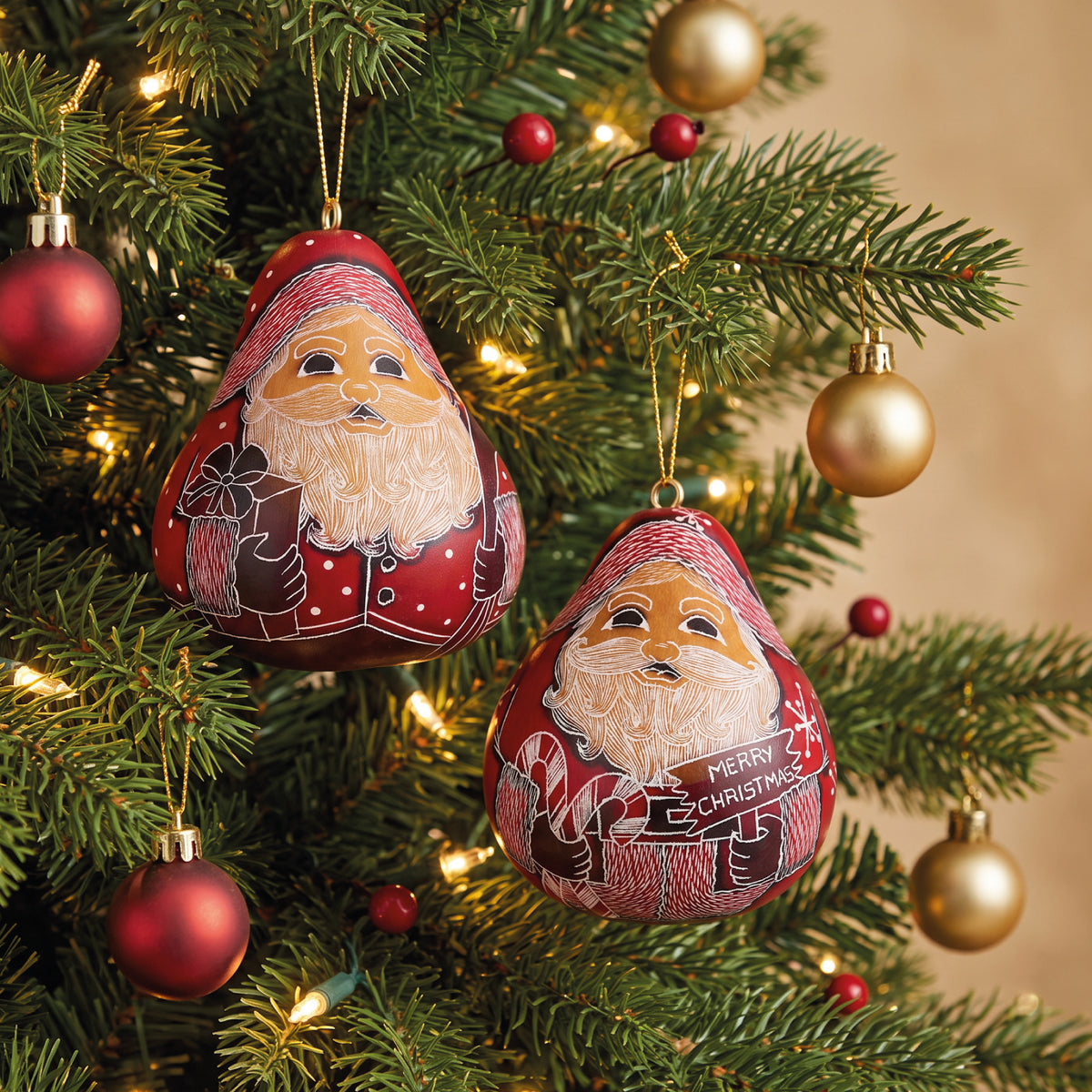 Red Santa - Gourd Ornament