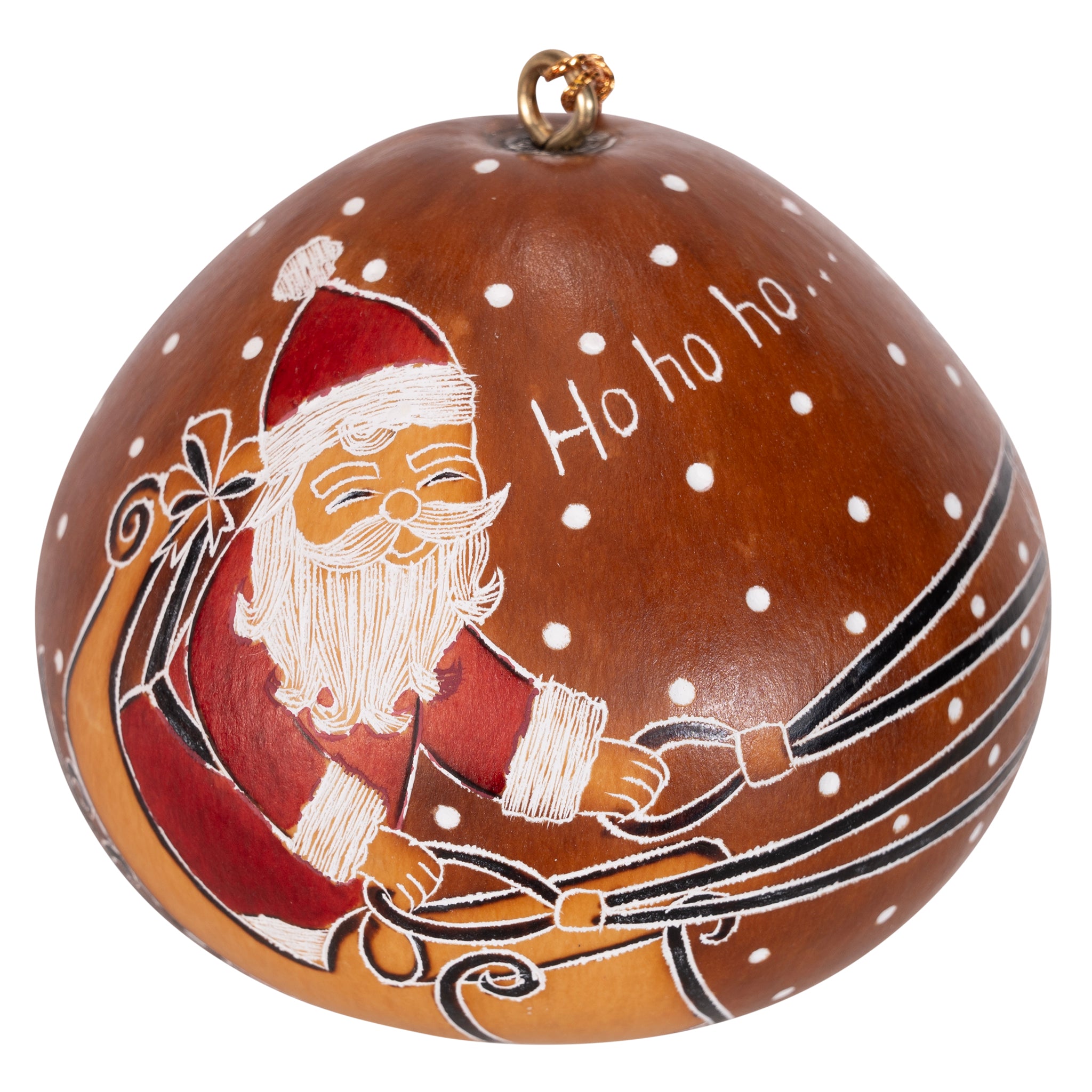 Santa & Reindeer - Gourd Ornament