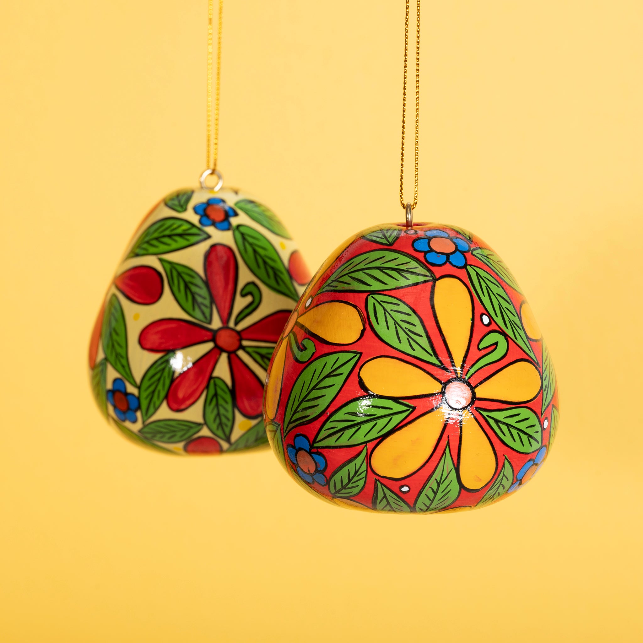 Flowers - Painted Gourd Ornament