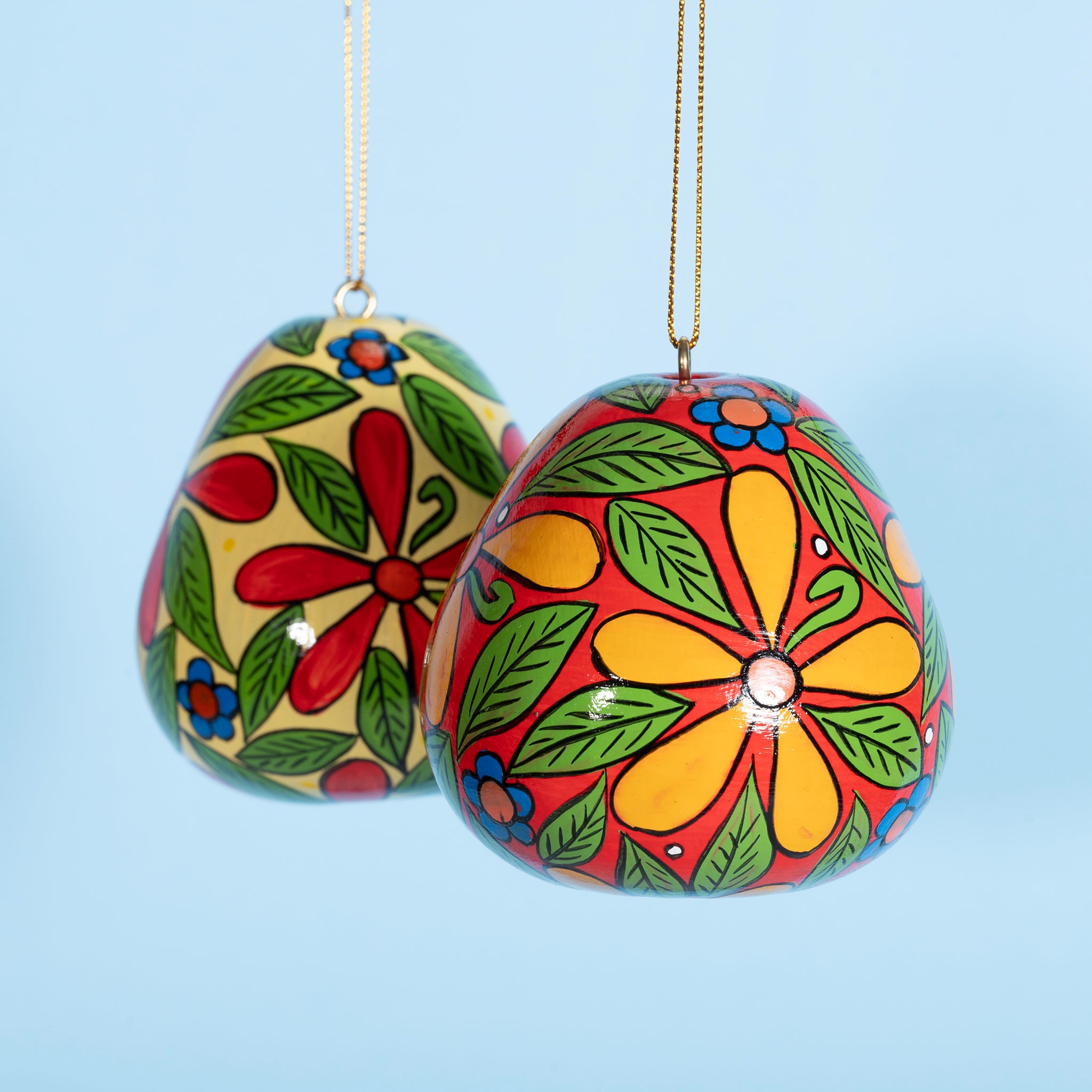 Flowers - Painted Gourd Ornament