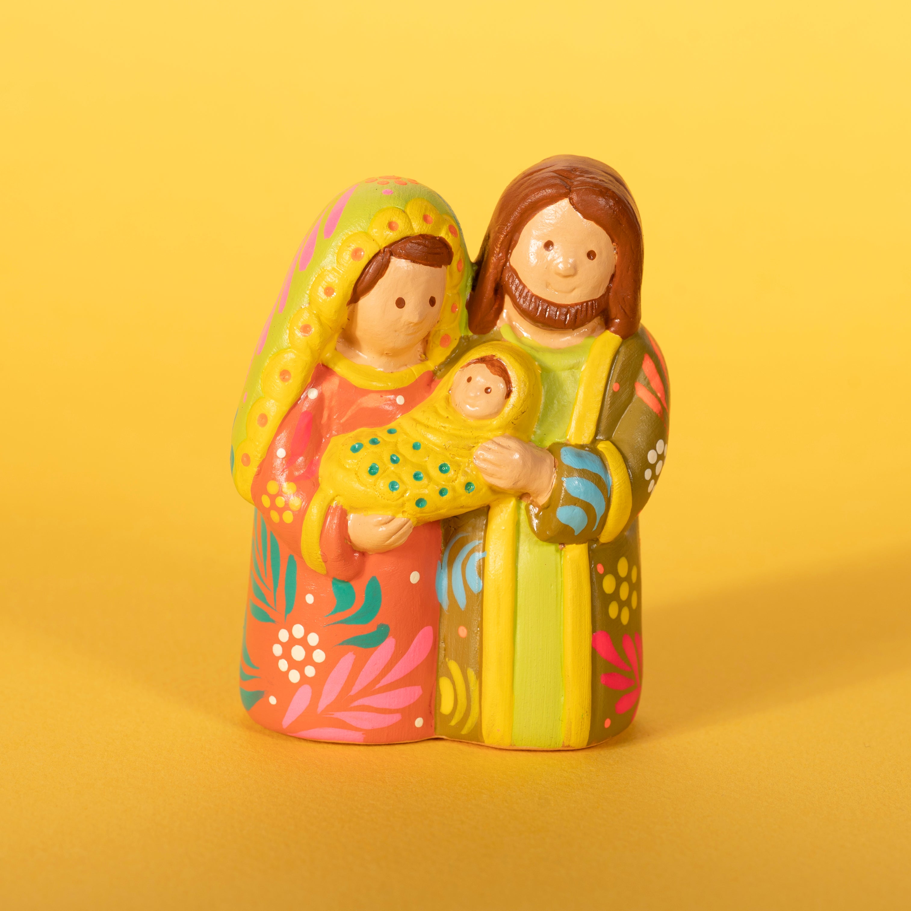 Coral & Lime Holy Family - Ceramic Nativity