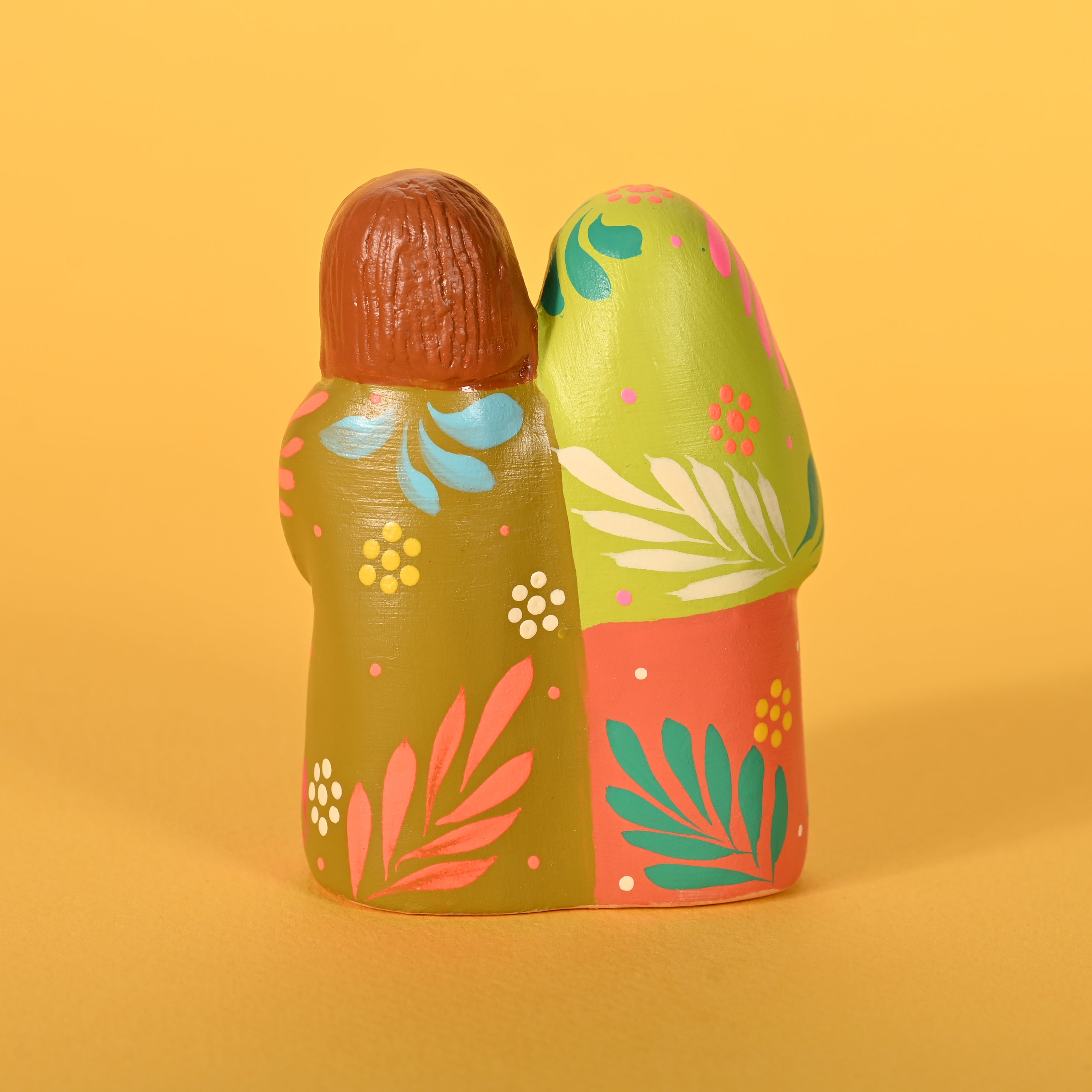 Coral & Lime Holy Family - Ceramic Nativity