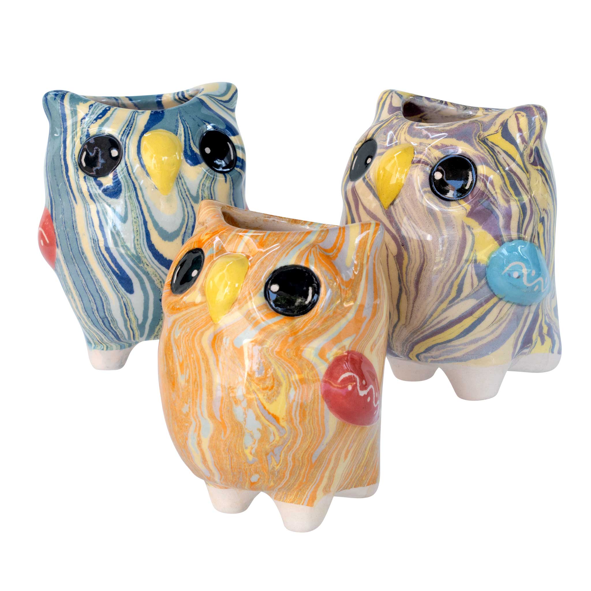 Owl - Swirly Ceramic Plant Pot - Mini - Assorted