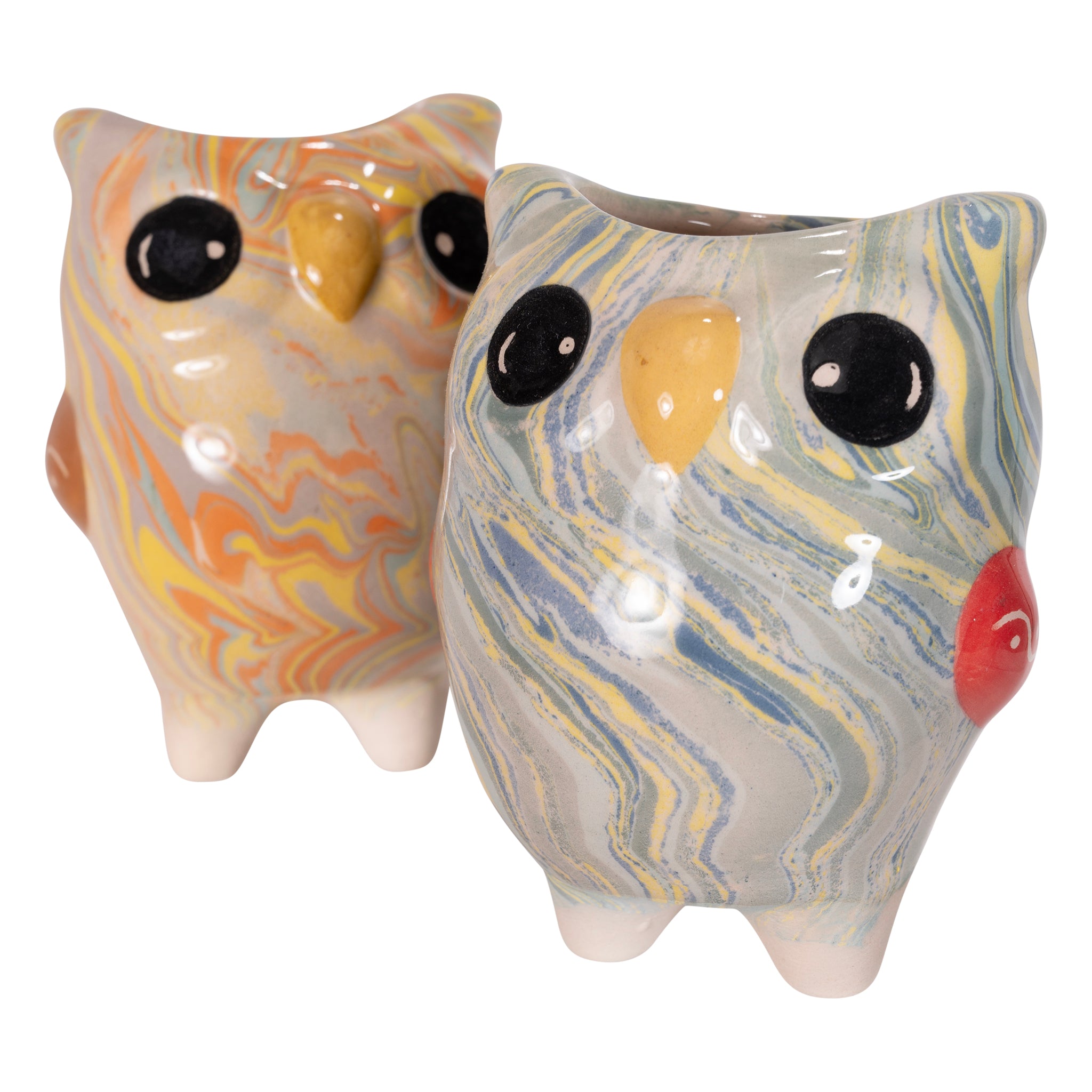 Owl - Swirly Ceramic Plant Pot - Mini - Assorted