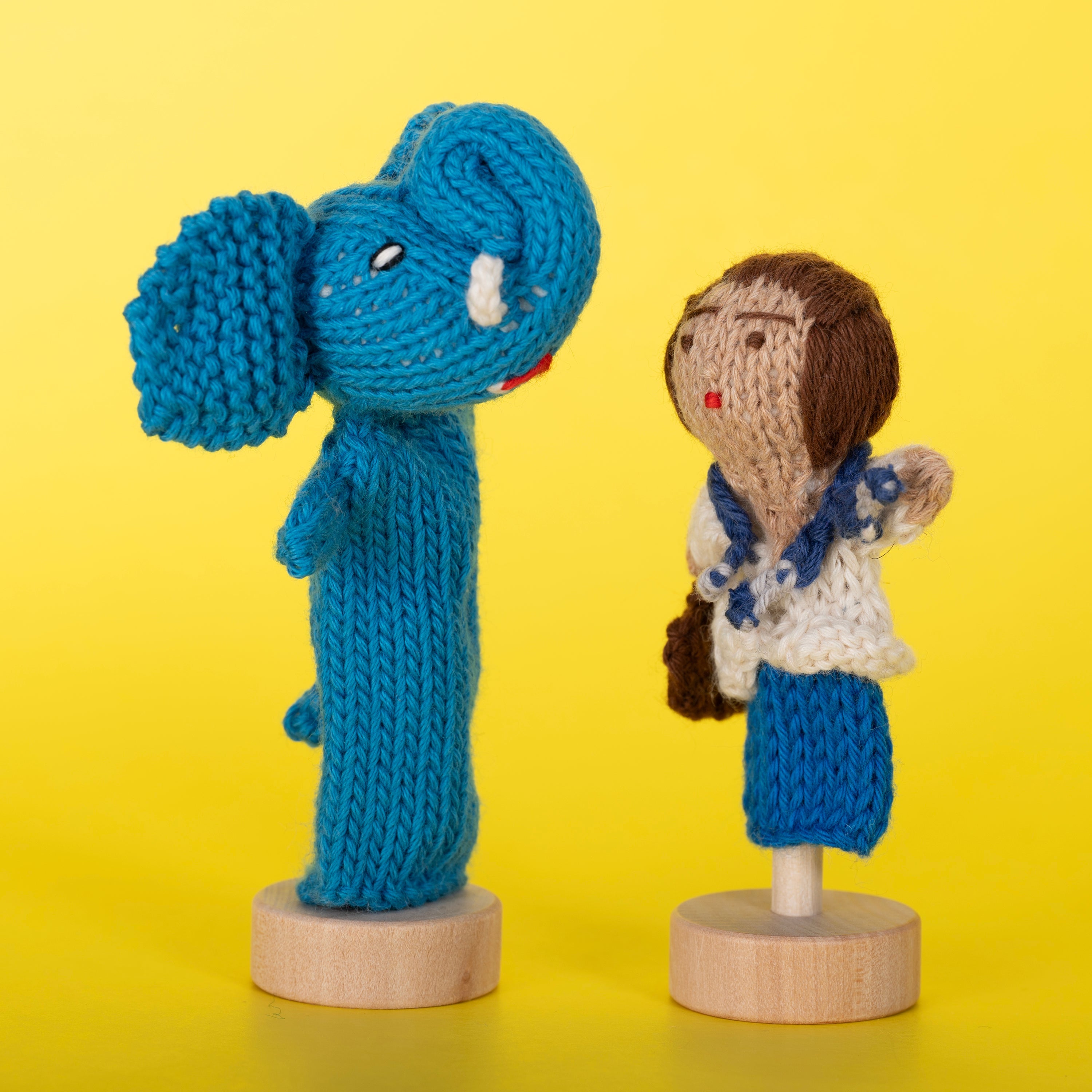 Elephant - Bright Organic Cotton Finger Puppet