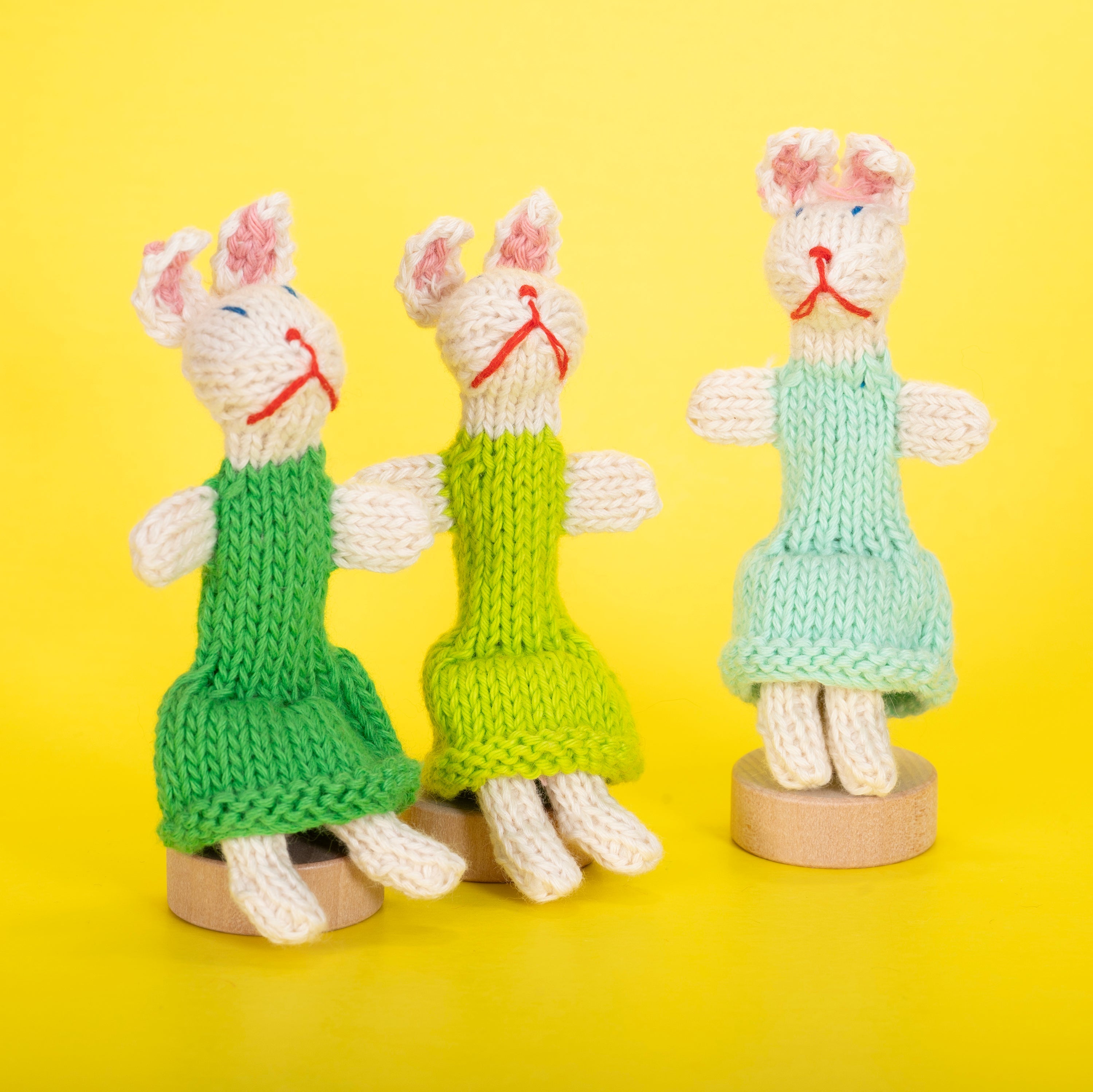 Rabbit Girl - Bright Organic Cotton Finger Puppet