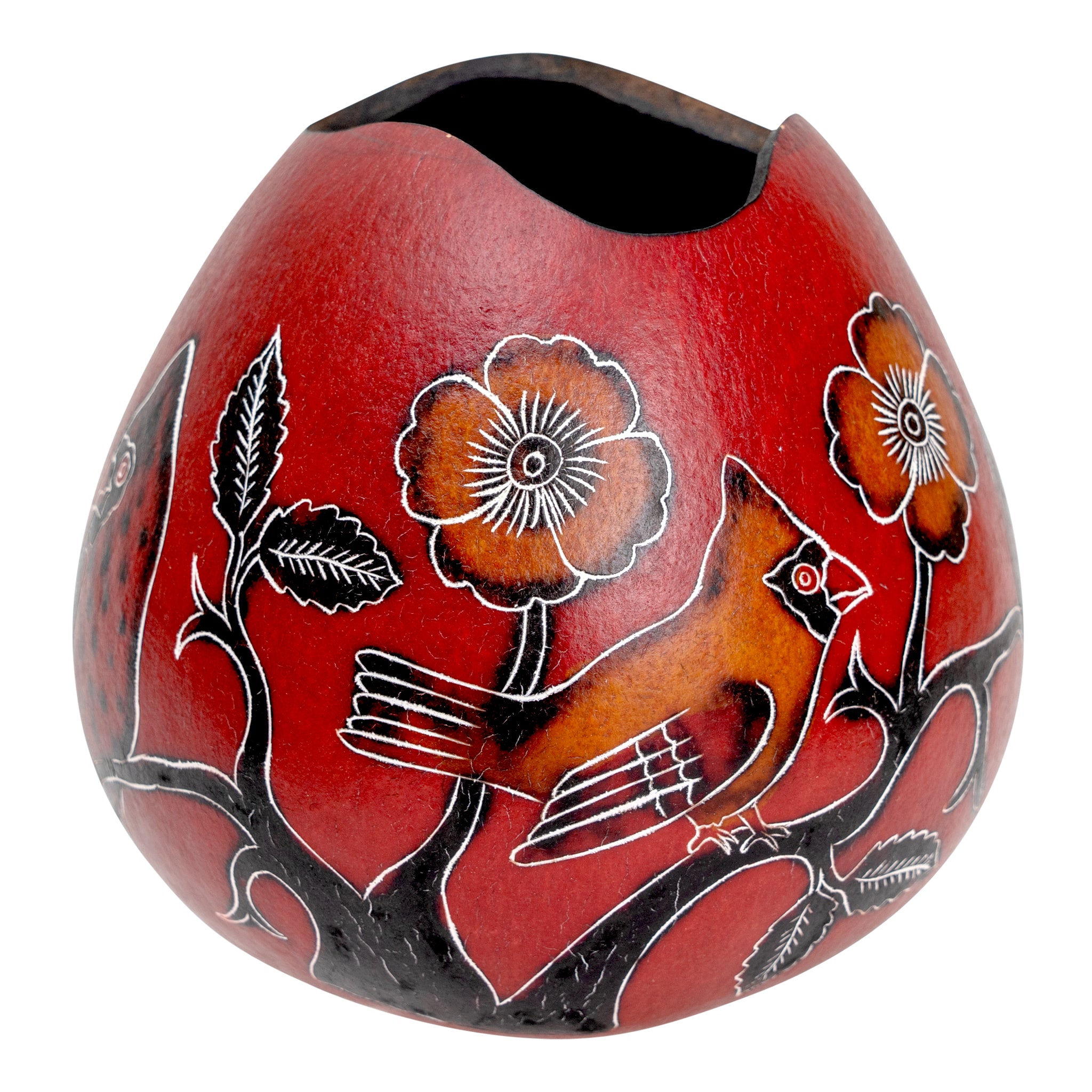 Cardinals - Medium Gourd Vessel