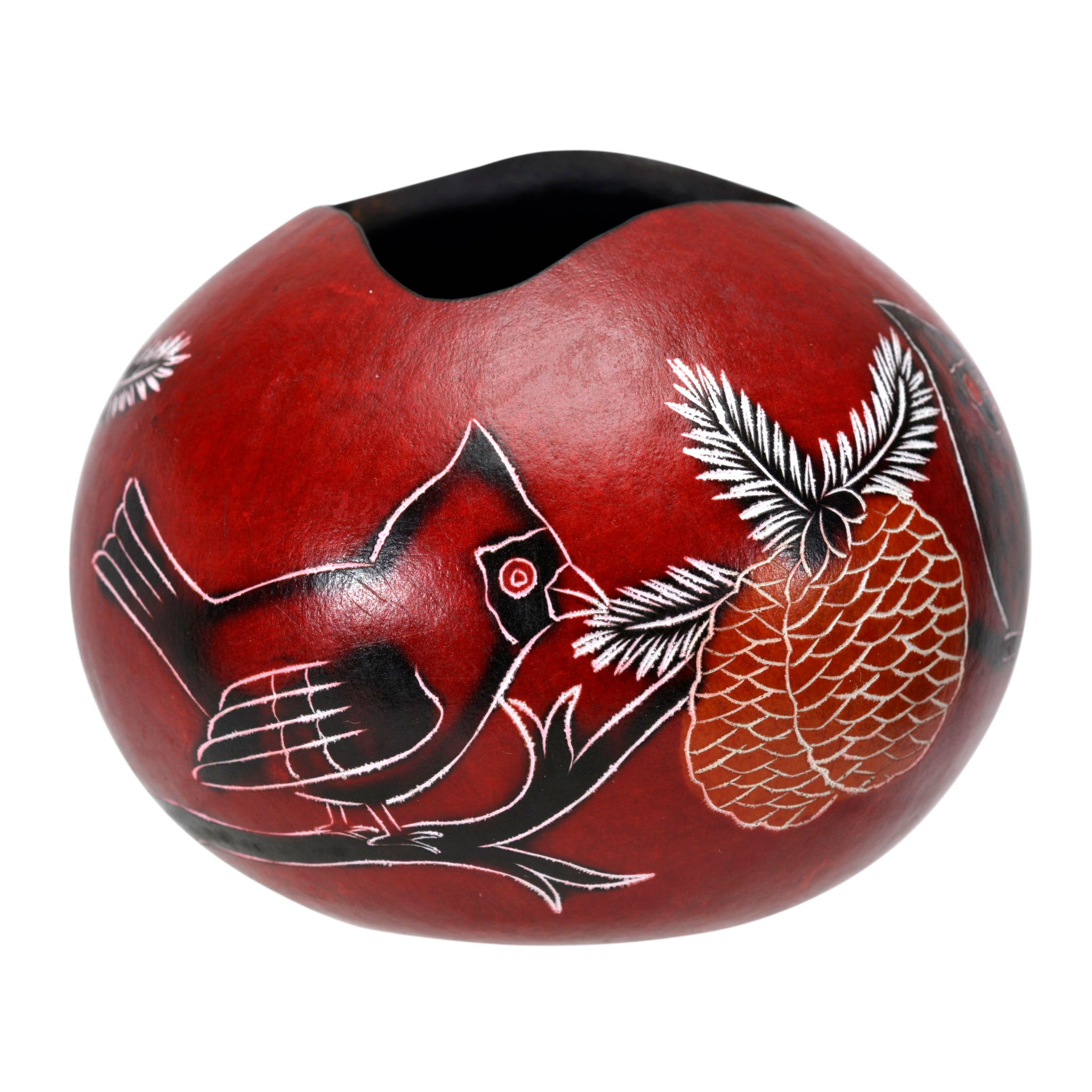 Cardinals - Mini Gourd Vessel
