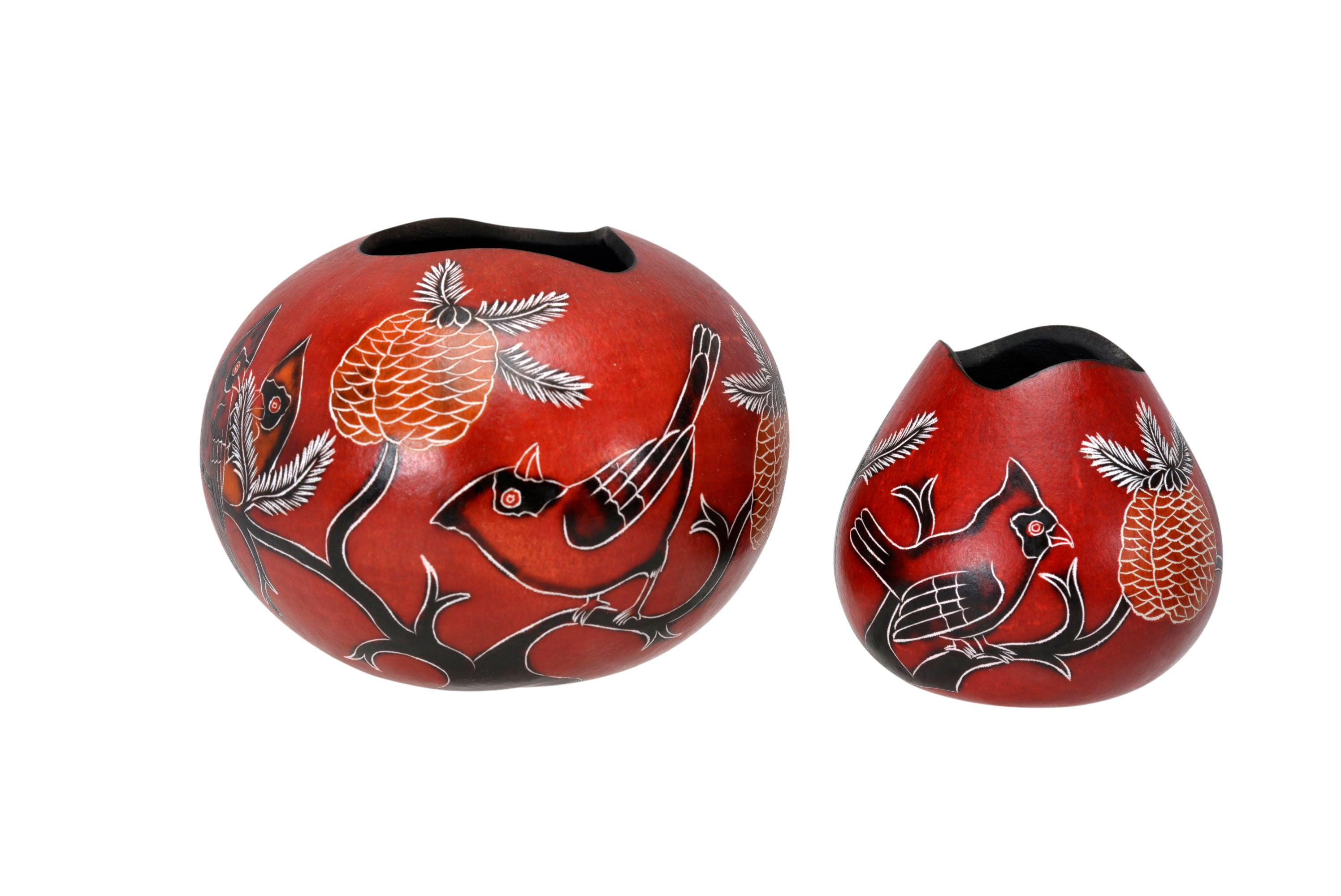 Cardinals - Mini Gourd Vessel
