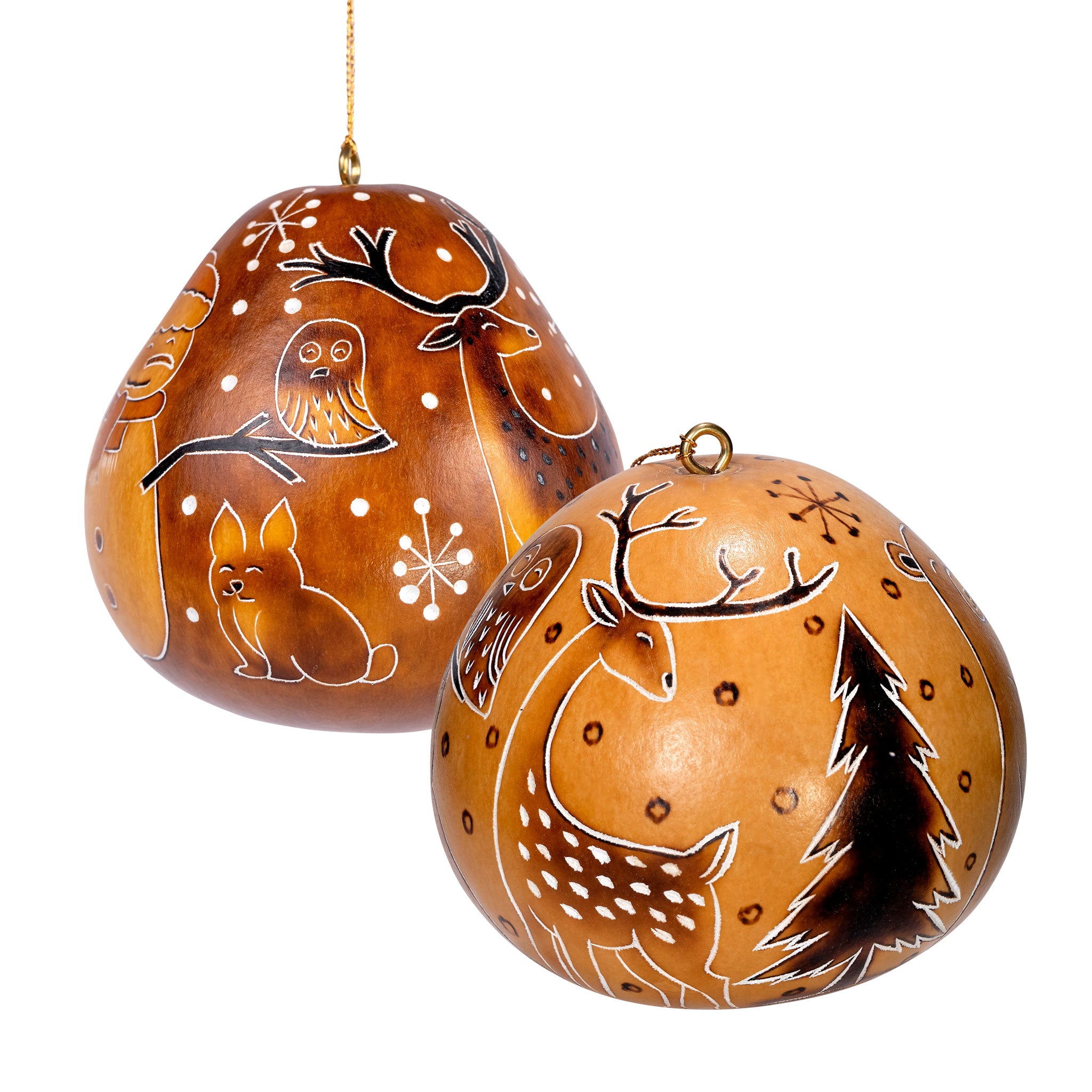 Snowman in the Woods - Gourd Ornament