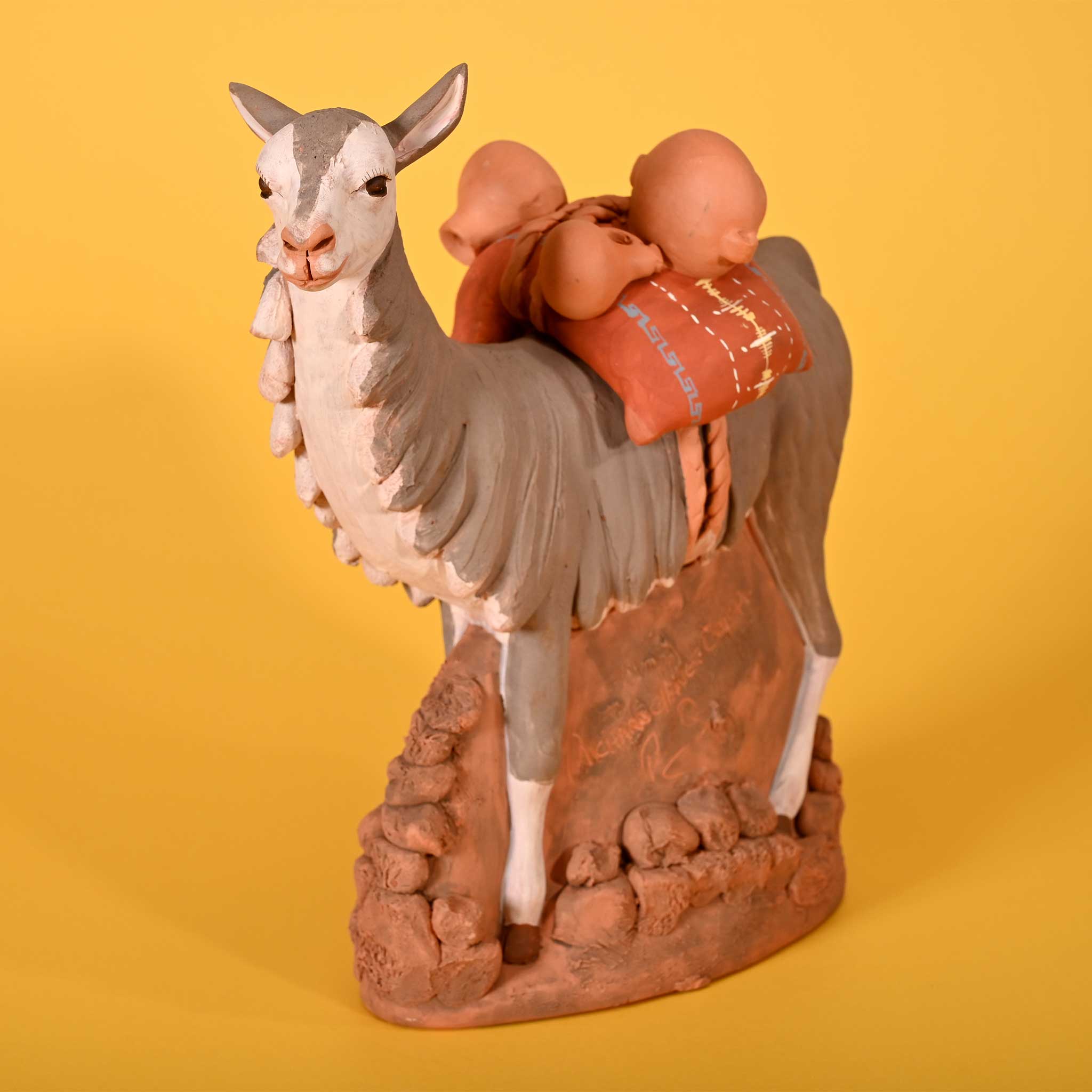 Holy Family and Llama - Fine Ceramic Nativity Set of 5