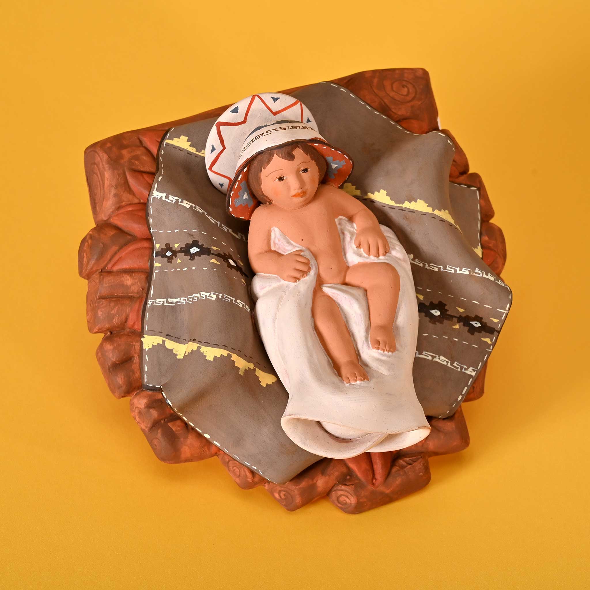 Holy Family and Llama - Fine Ceramic Nativity Set of 5