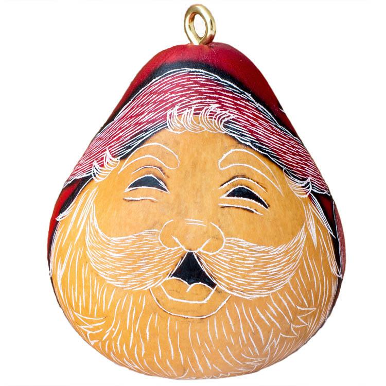 Santa Smile - Mini Gourd Ornament