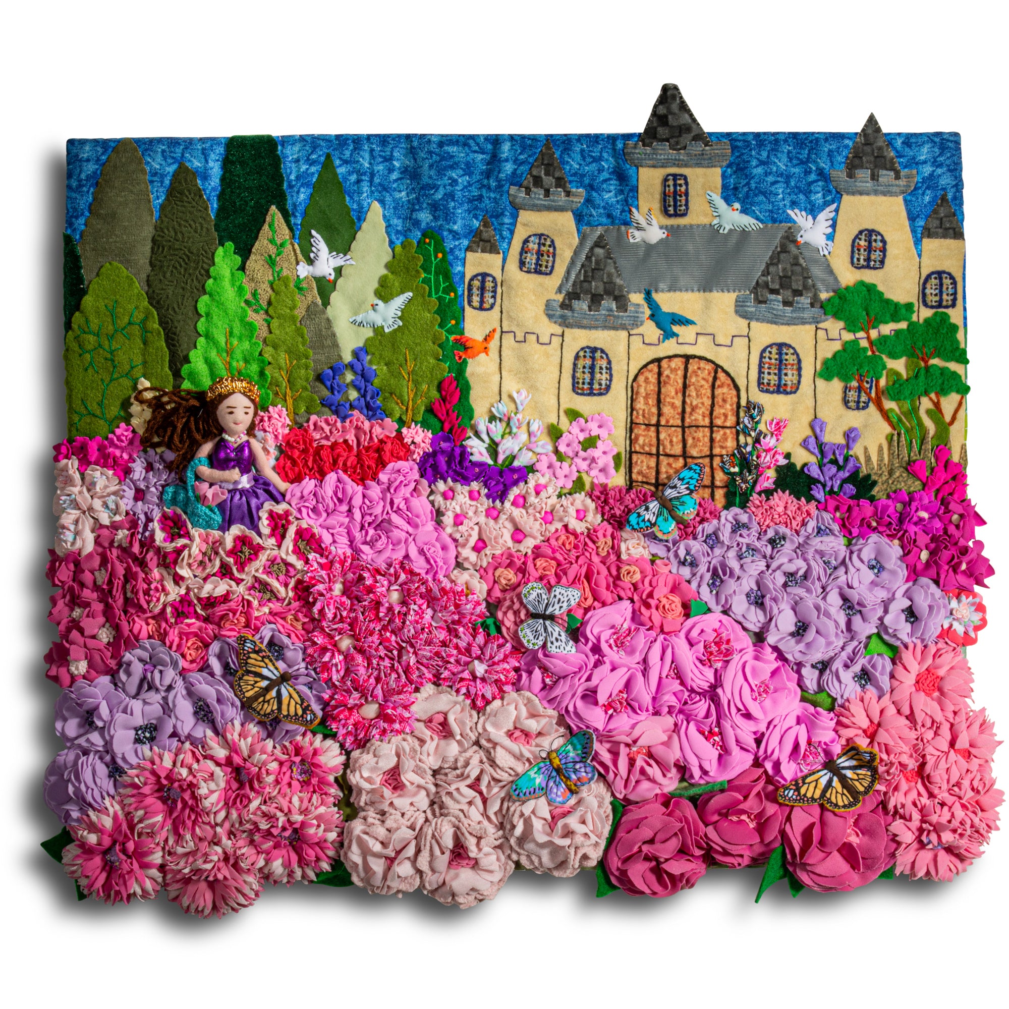 Fairy Tale Princess - Medium 3D Arpillera Art Quilt - 21" X 17"