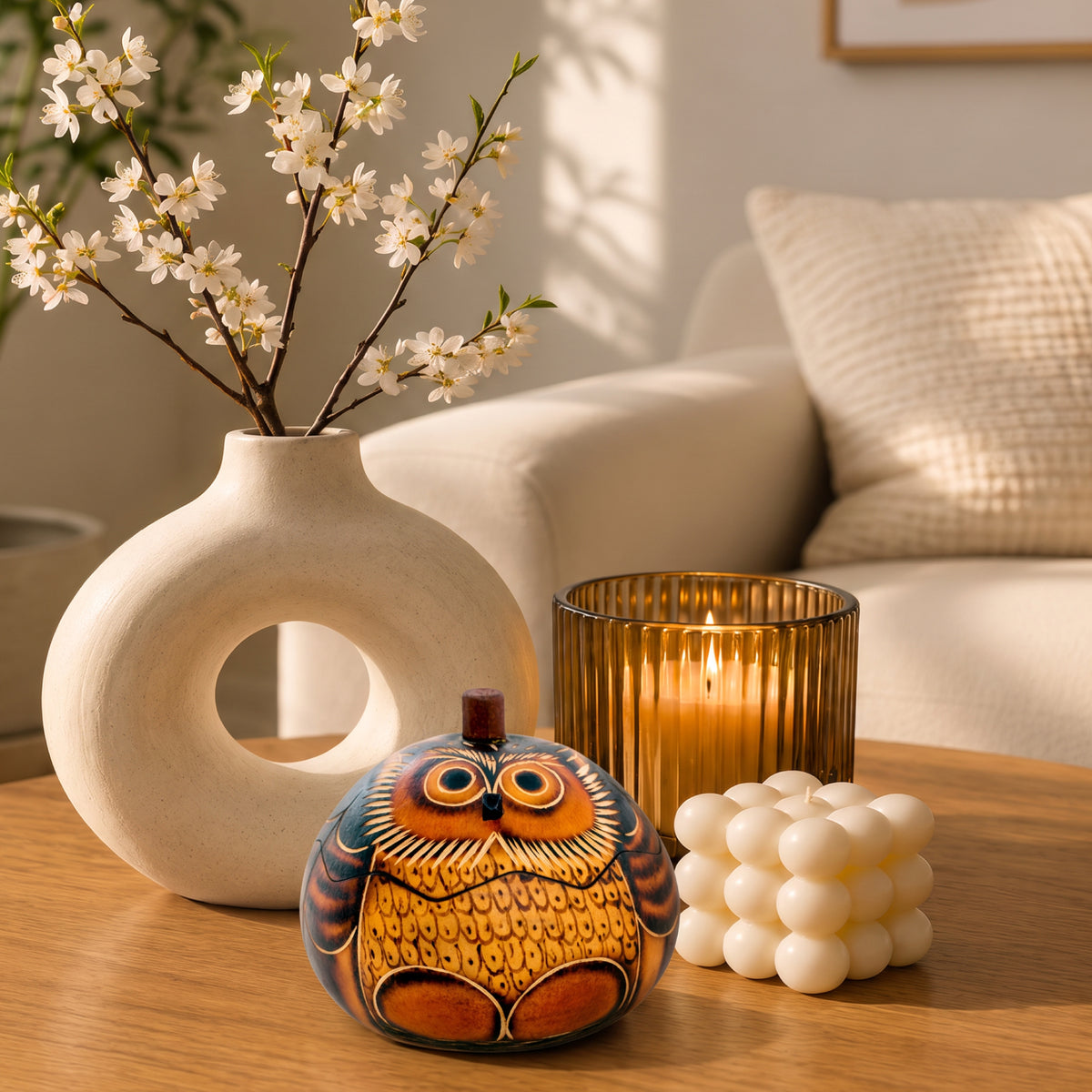 Owl - Mini Carved Gourd Box