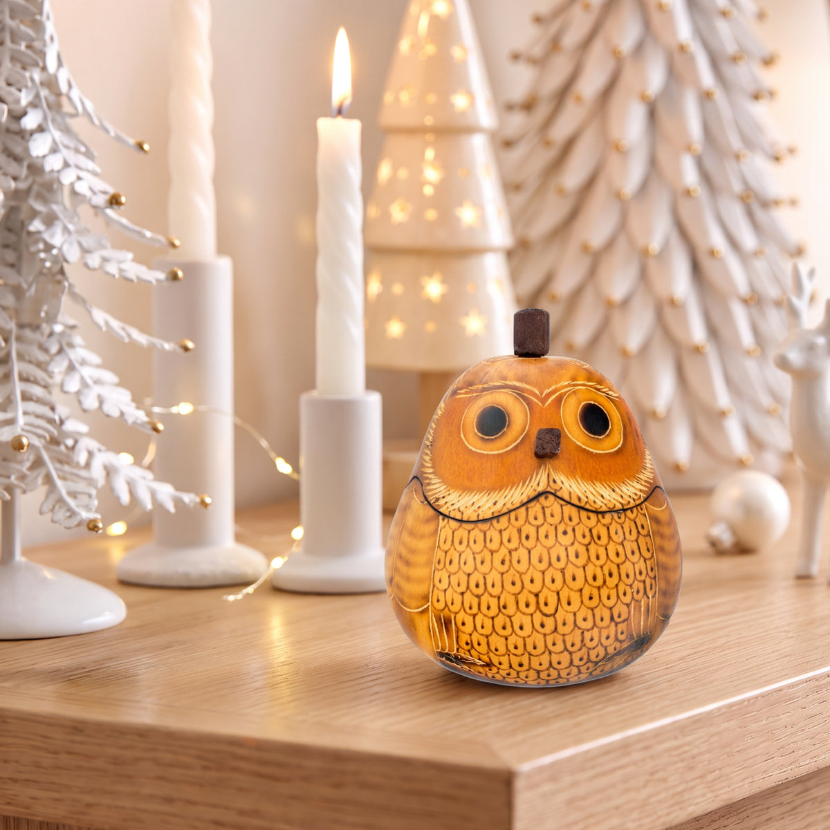 Blond Owl - Mini Gourd Box