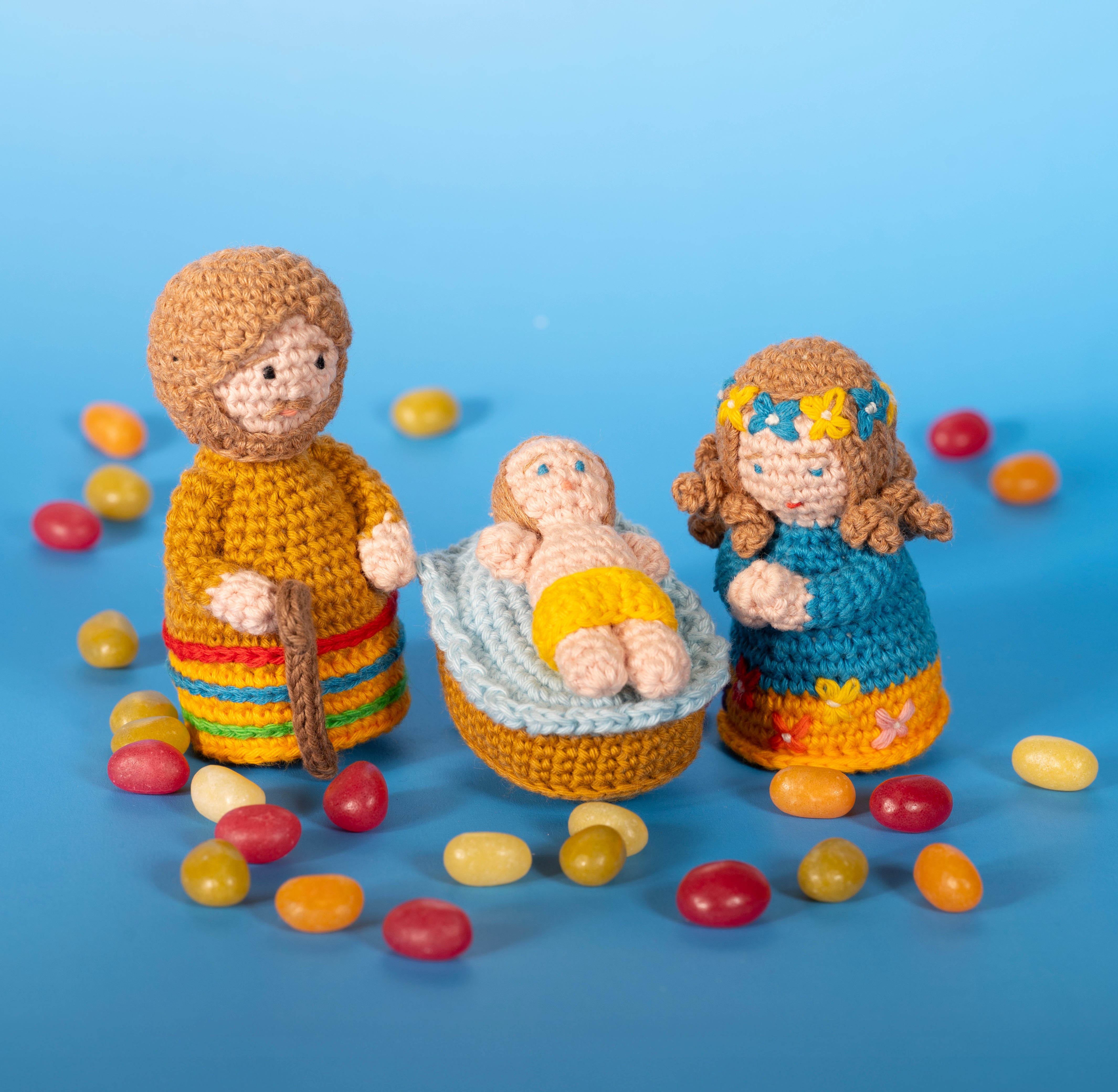 Joyful Nativity Set of 3 - Crochet Organic Cotton
