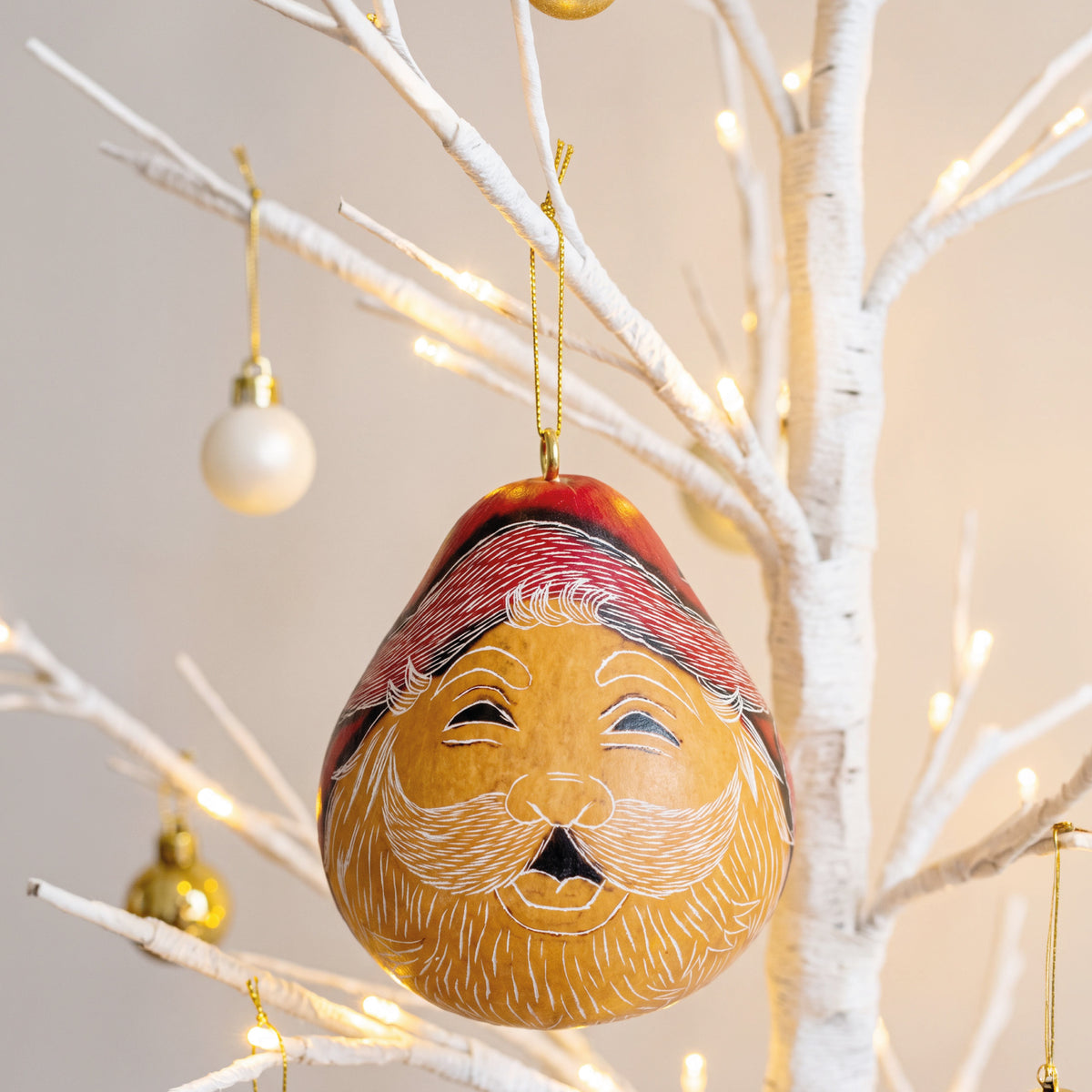 Santa Smile  - Mini Gourd Ornament