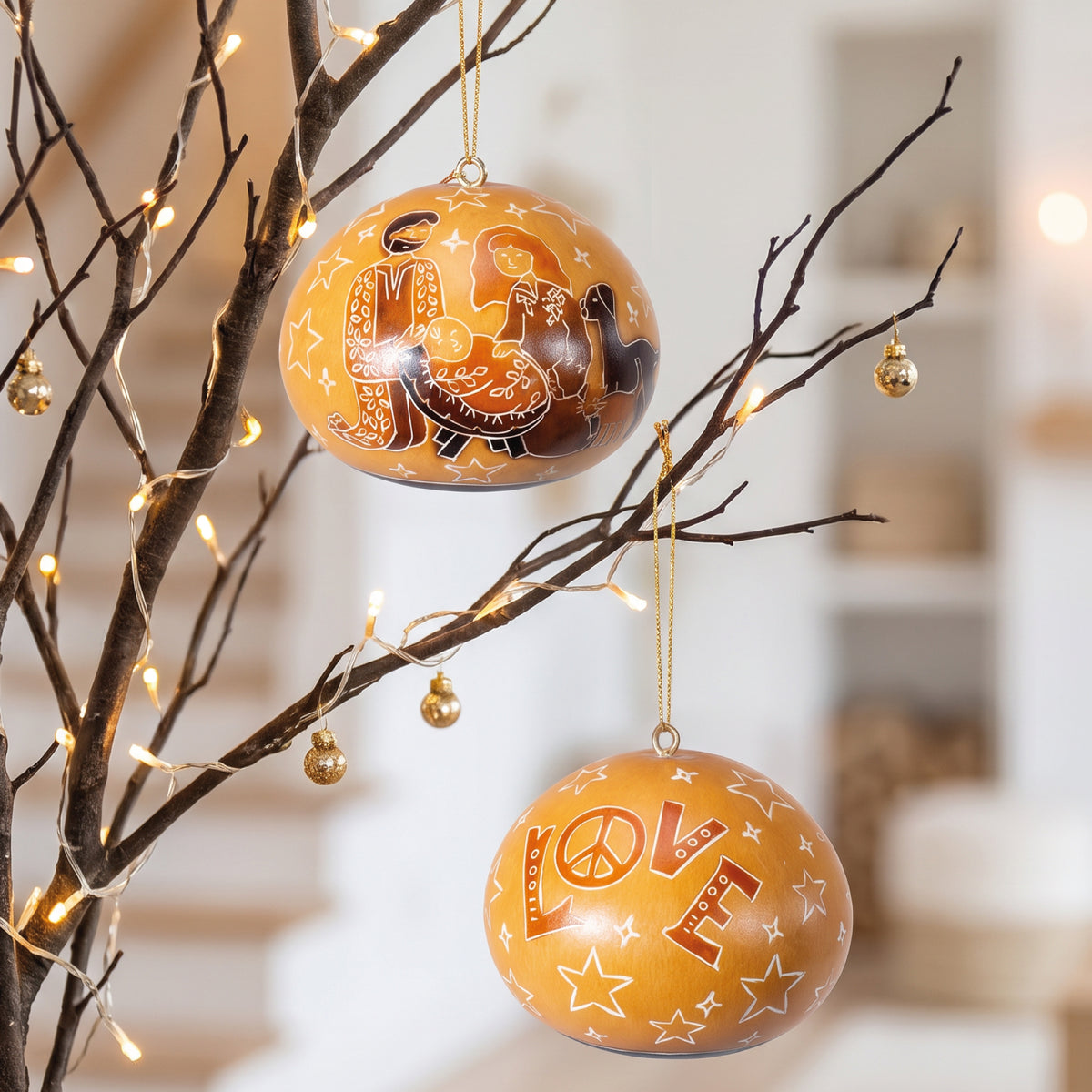 Peace Nativity - Gourd Ornament