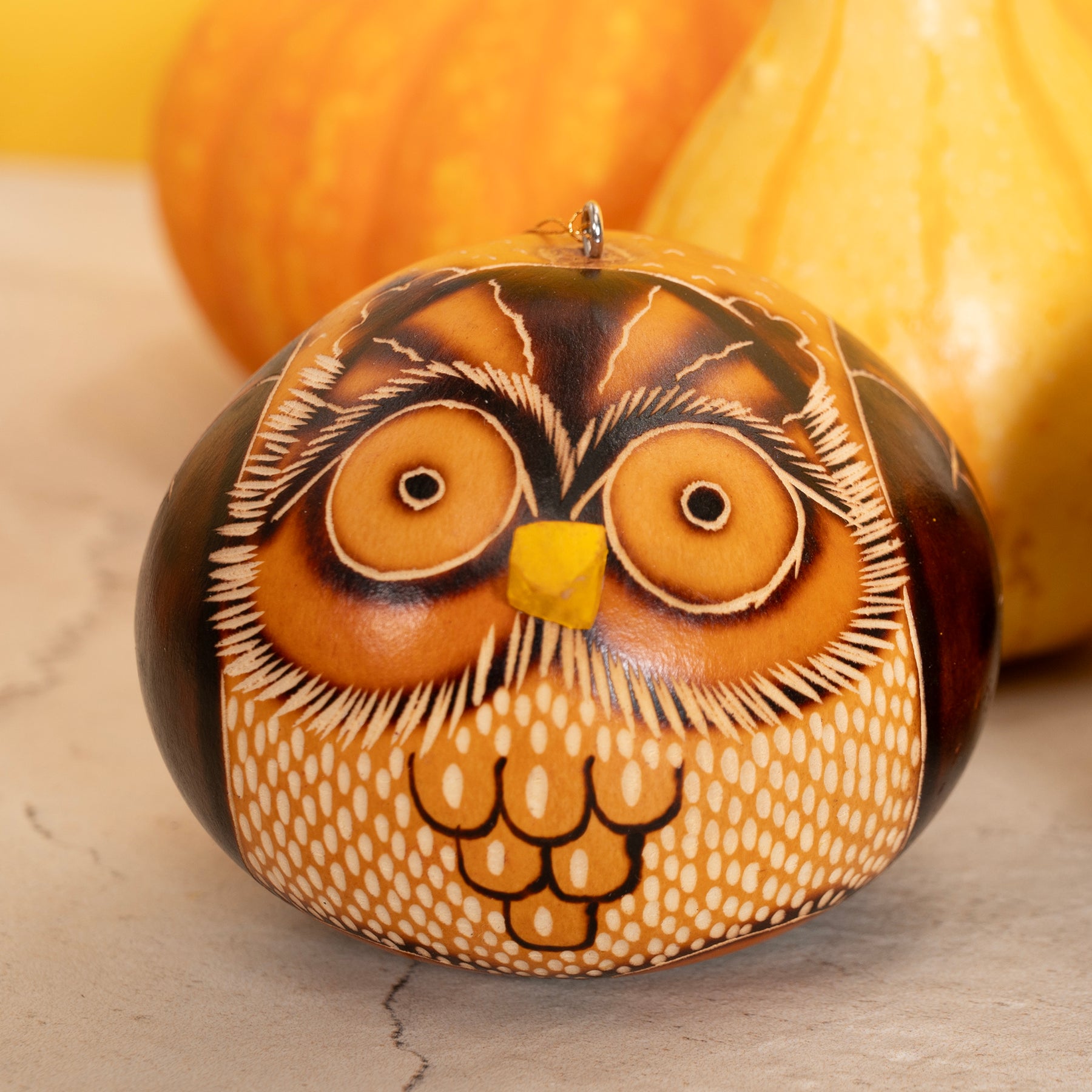Spotted Owl - Gourd Ornament