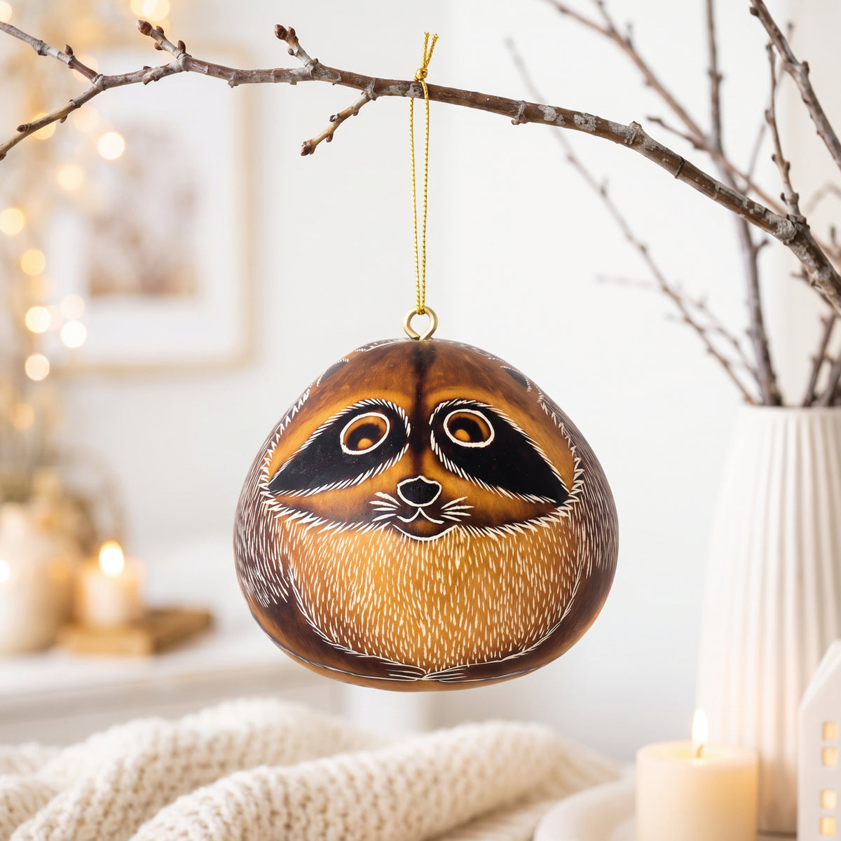 Raccoon - Gourd Ornament