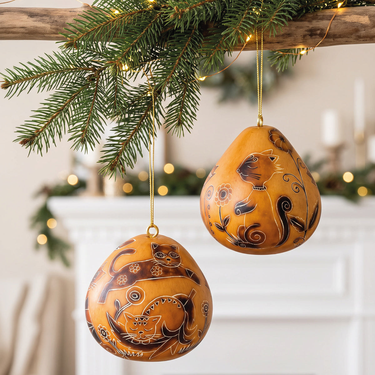 Whimsy Cat - Gourd Ornament