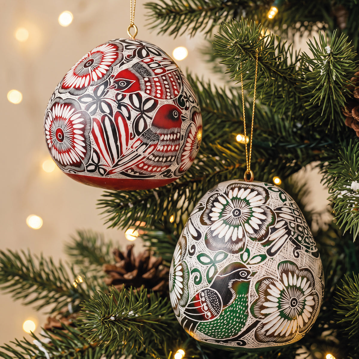 Lace Birds - Gourd Ornament