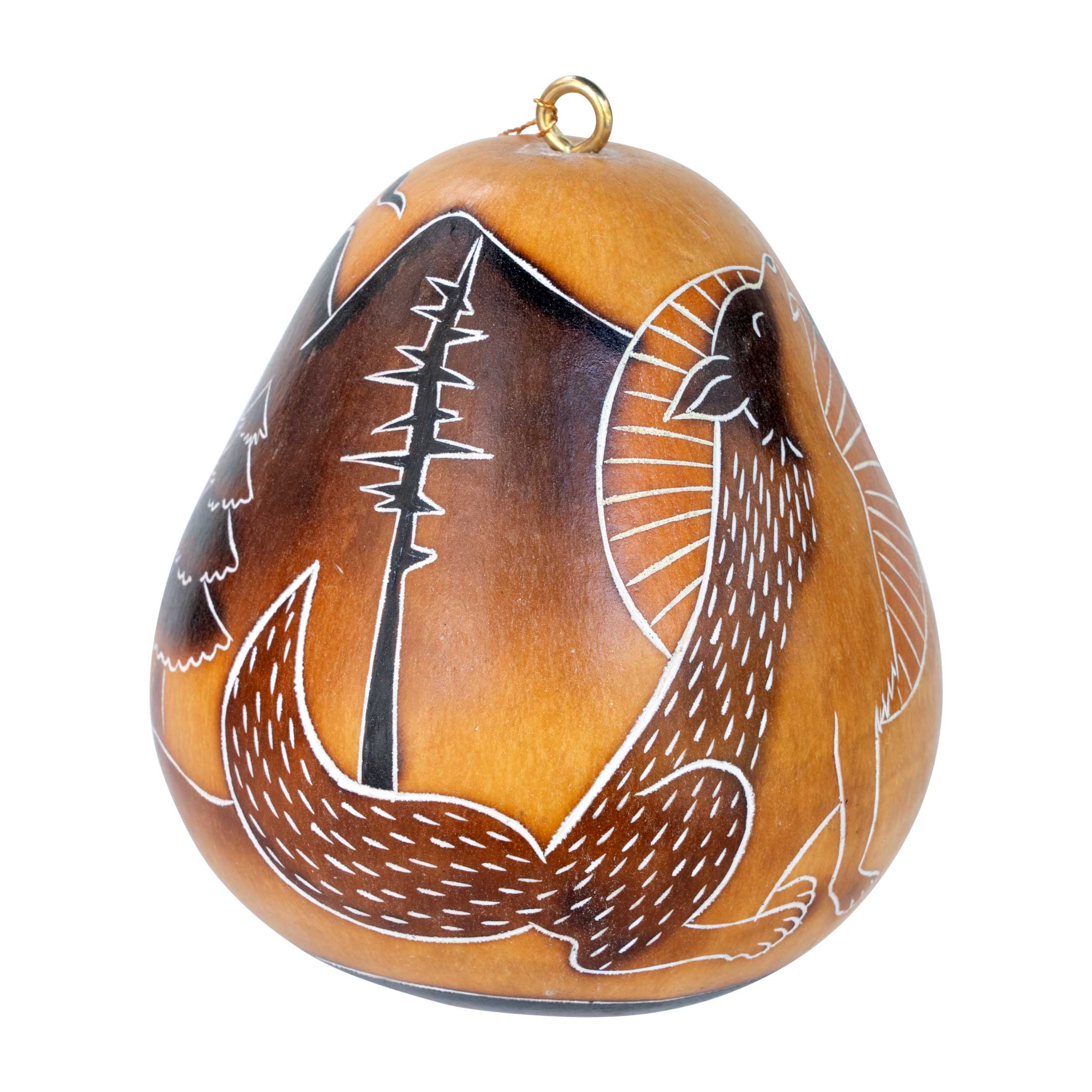 Wolf & Moon - Gourd Ornament