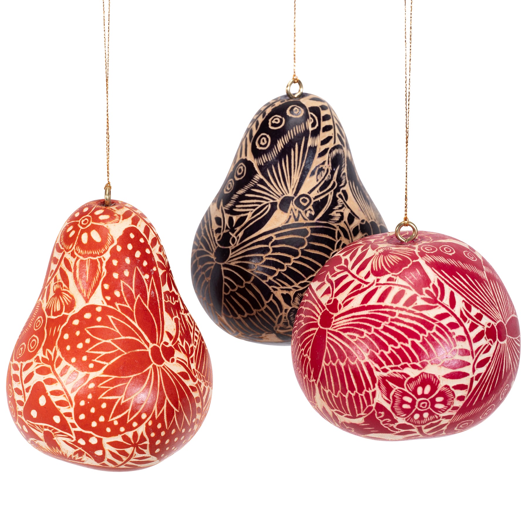 Tropical Butterflies - Mixed Colors - Gourd Ornament