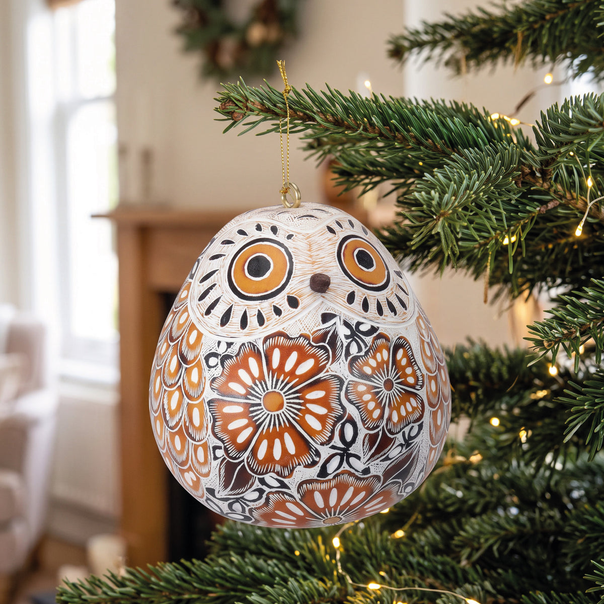 Snowy Owl - Gourd Ornament