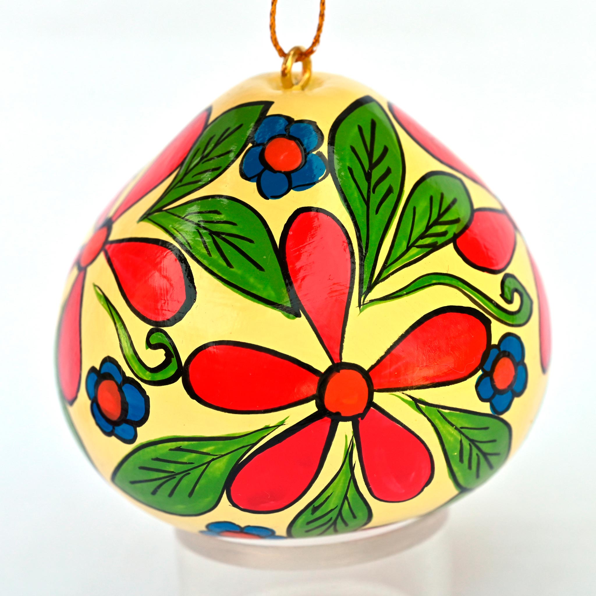 Flowers - Painted Gourd Ornament