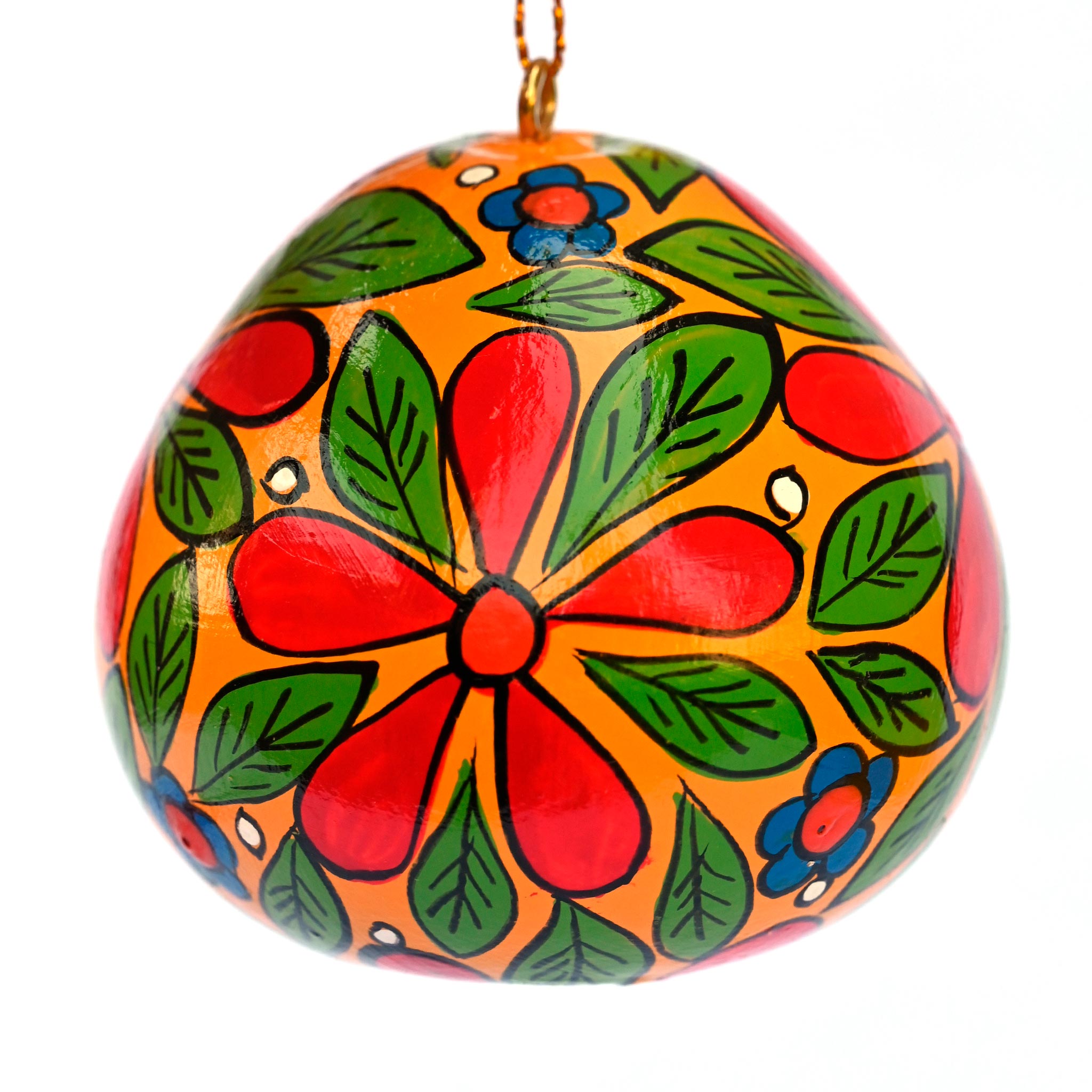 Flowers - Painted Gourd Ornament