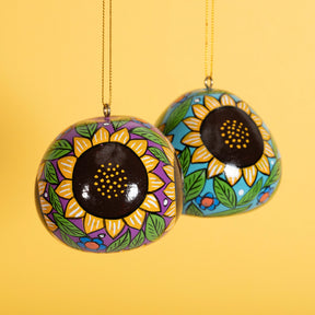 Sunflowers - Painted Gourd Ornament - Assorted