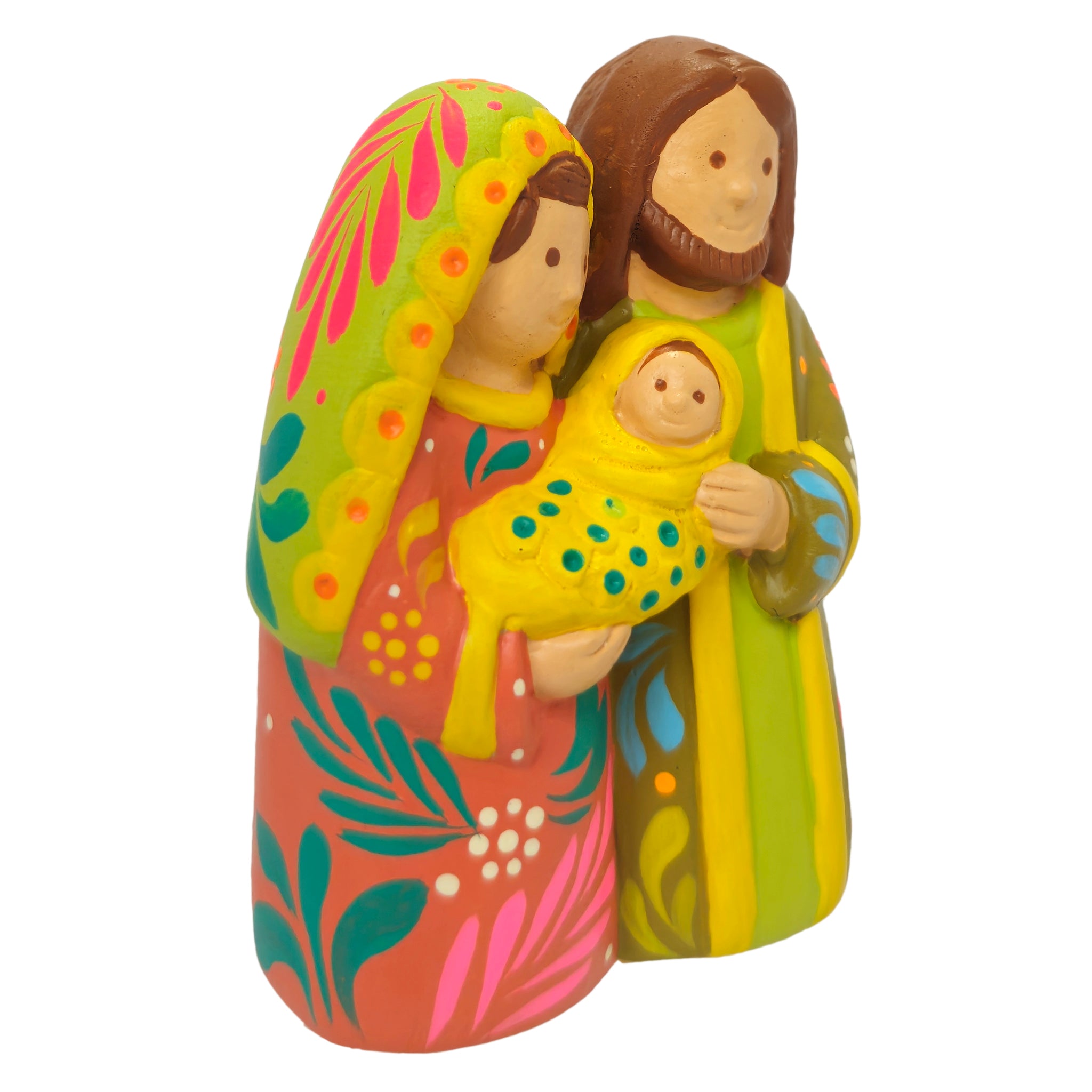 Coral & Lime Holy Family - Ceramic Nativity