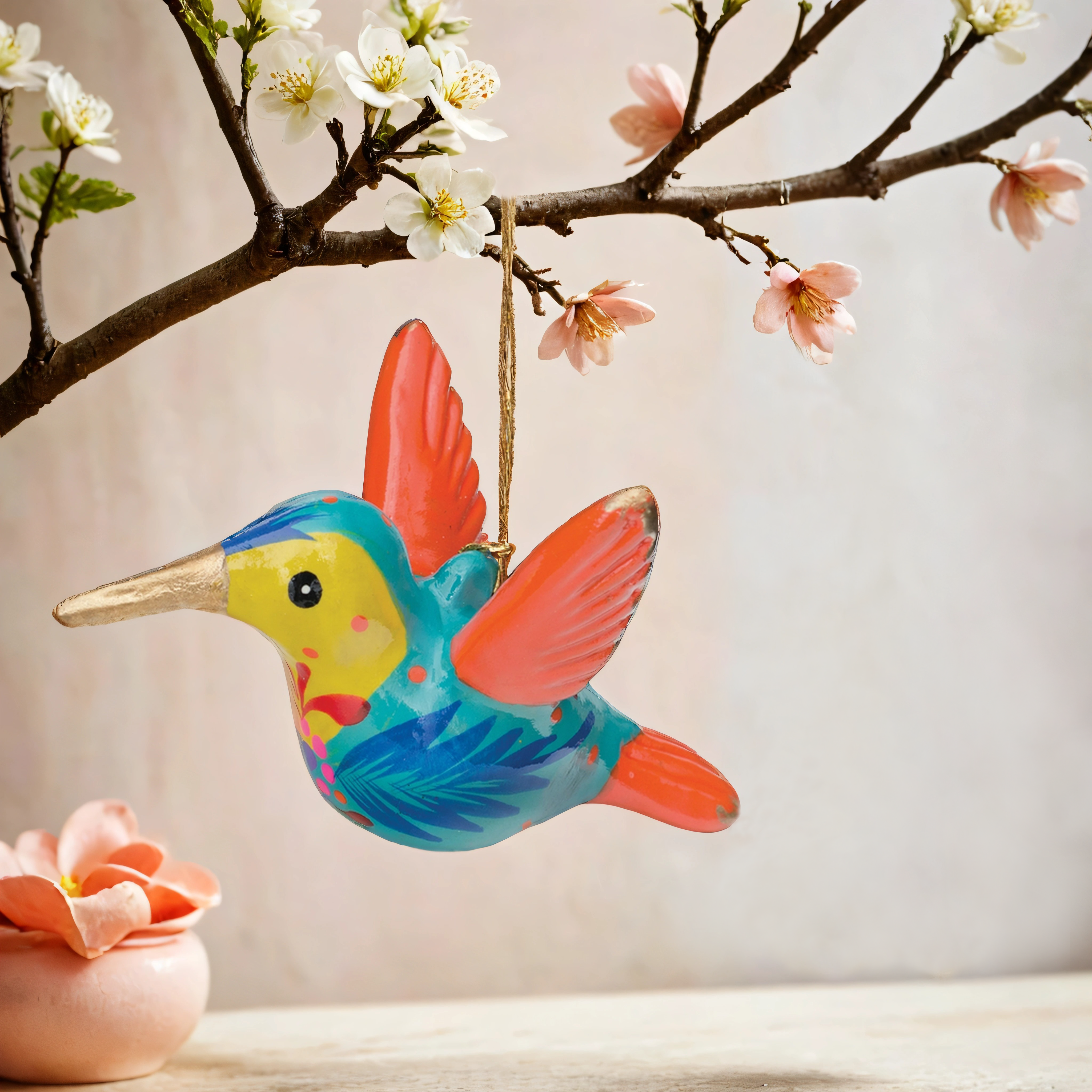 Hummingbird - Confetti Ceramic Ornament