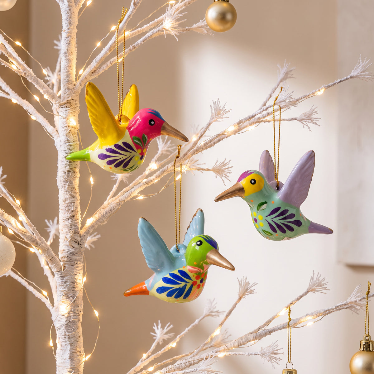 Hummingbird - Confetti Ceramic Ornament