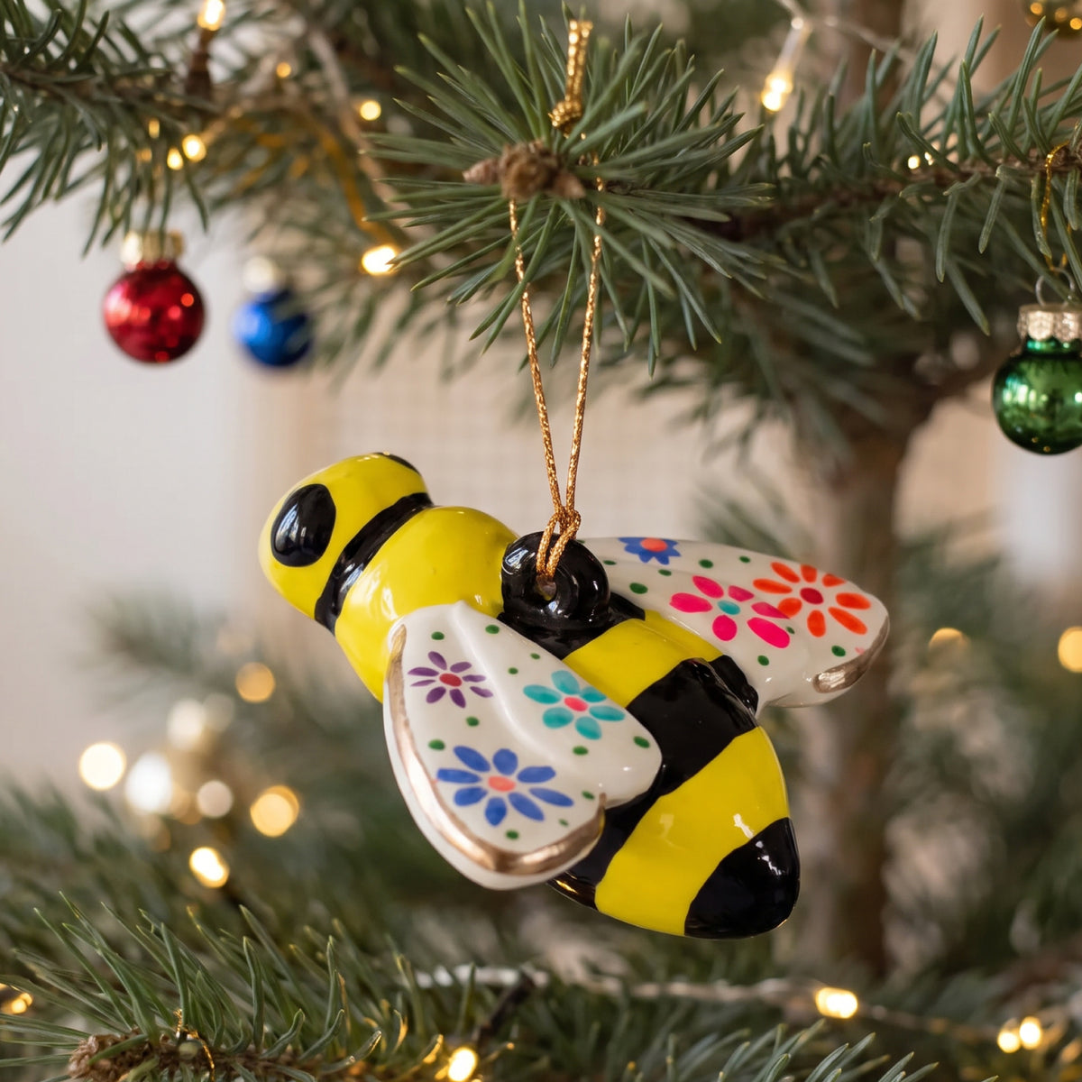 Bee - Confetti Ceramic Ornament