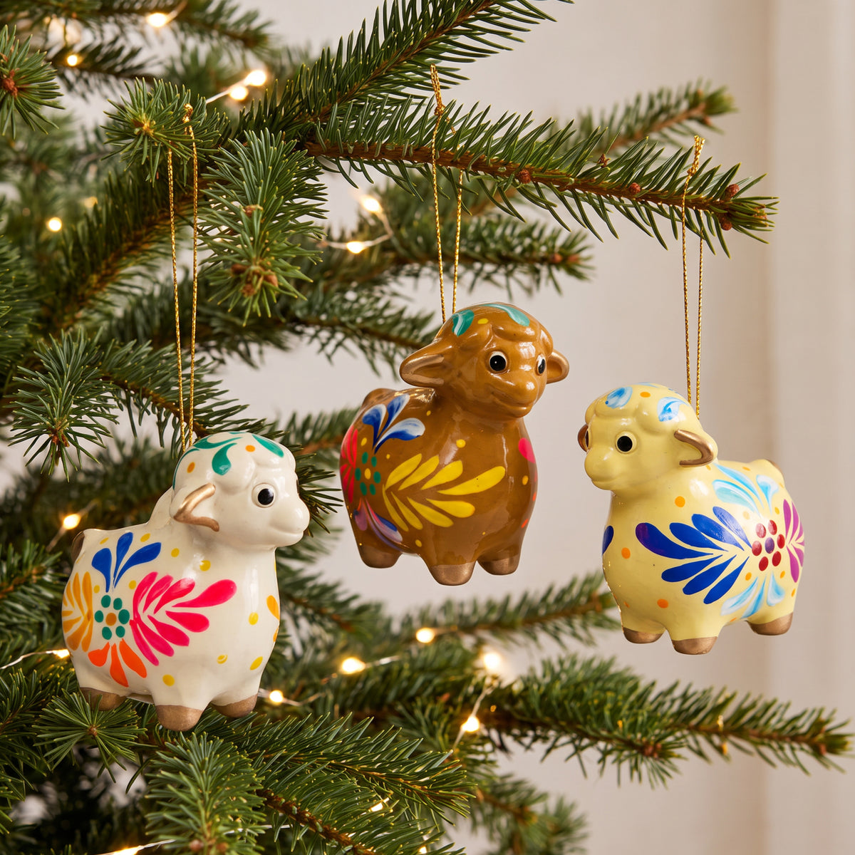 Sheep - Confetti Ceramic Ornament