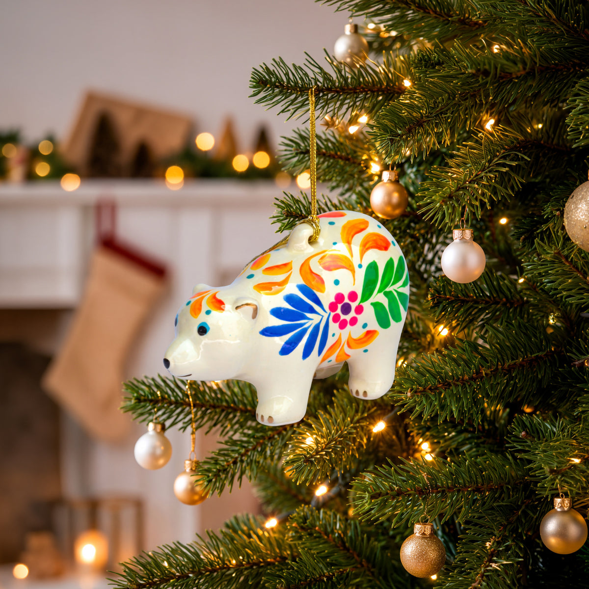 Polar Bear - Confetti Ceramic Ornament