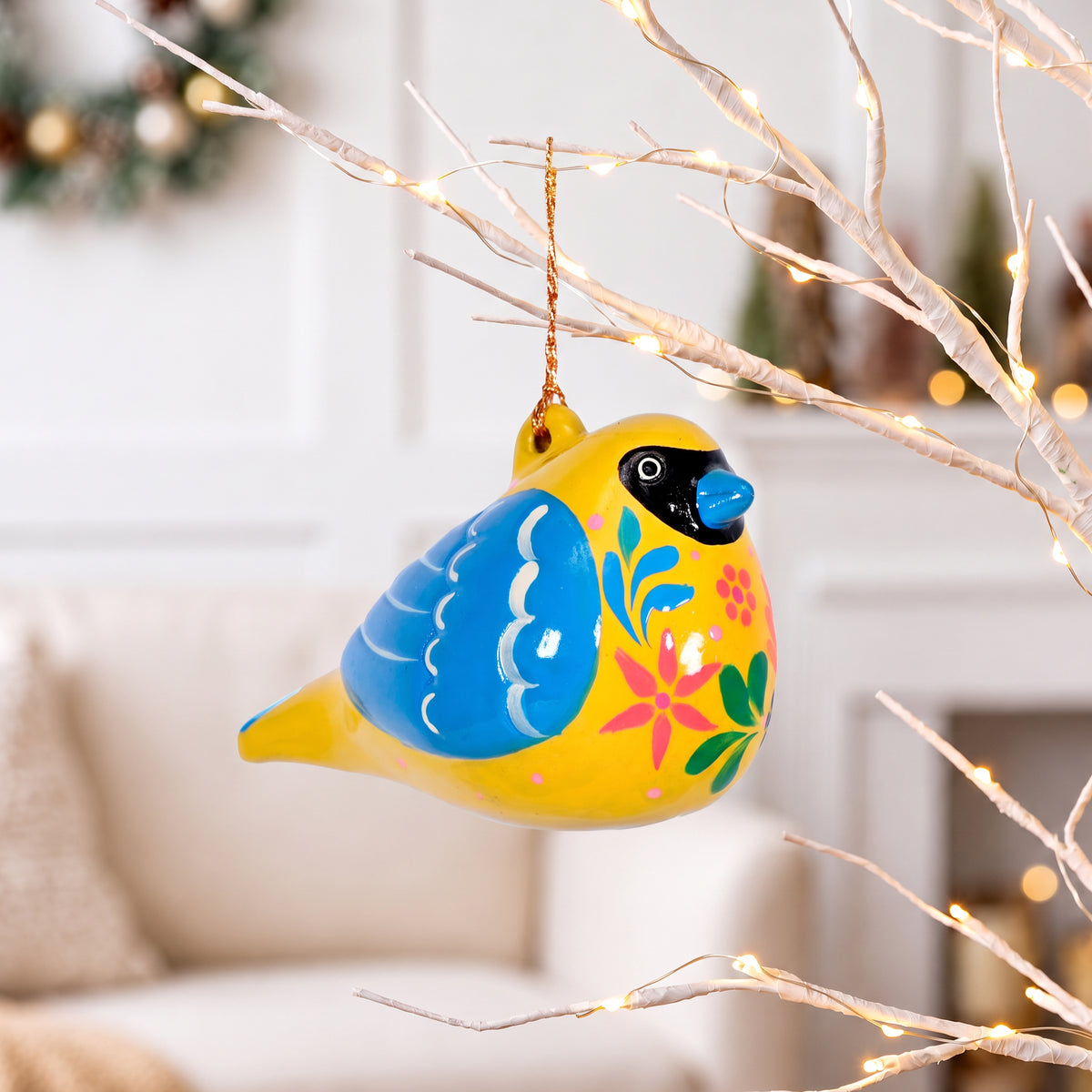 Blue-Winged Warbler - Confetti Ceramic Ornament