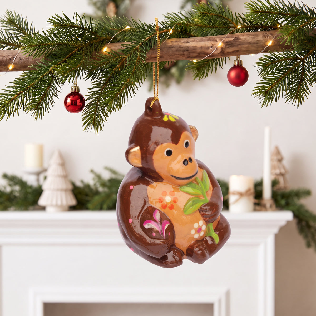 Orangutan - Confetti Ceramic Ornament