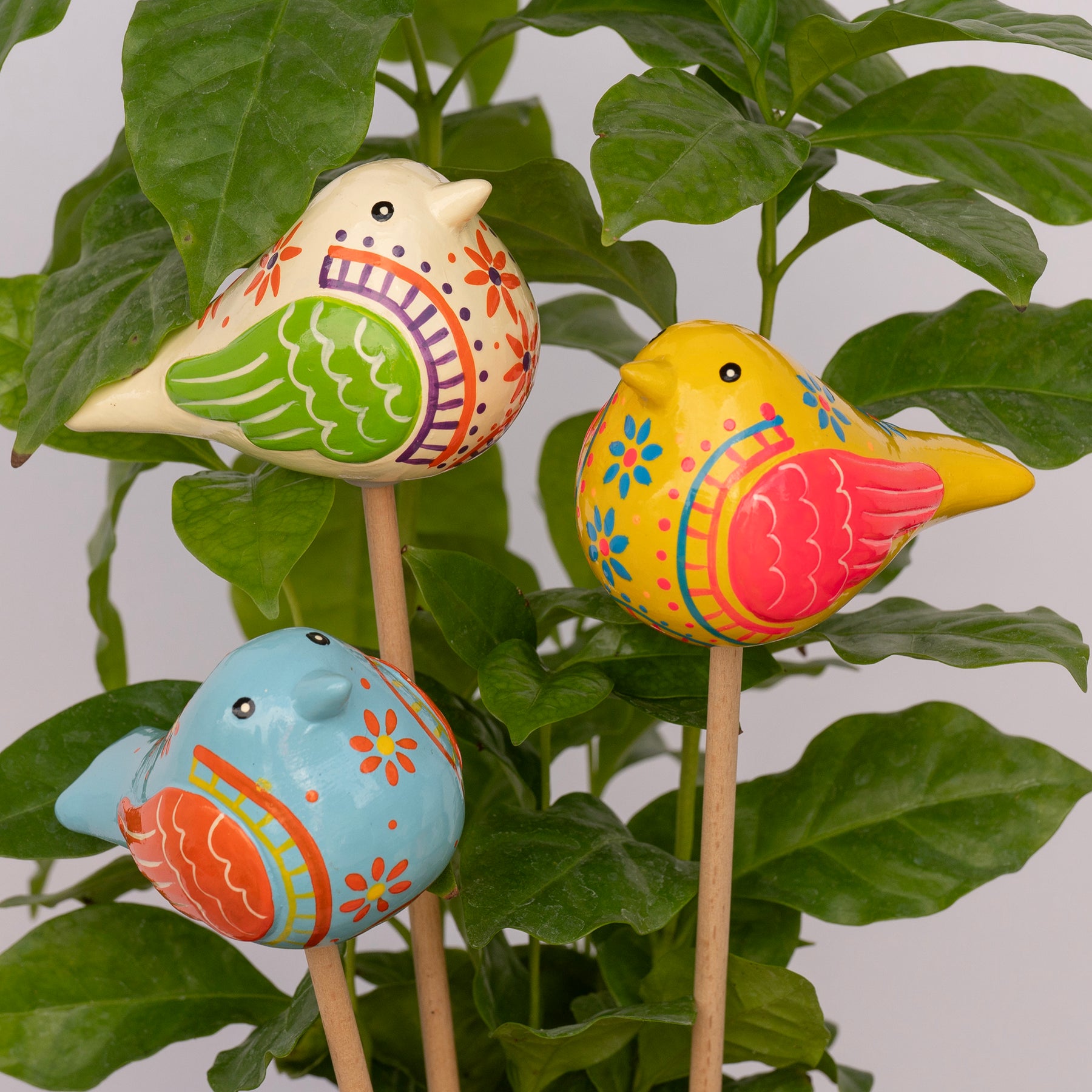 Bird Ceramic Plant Stake - Assorted Colors