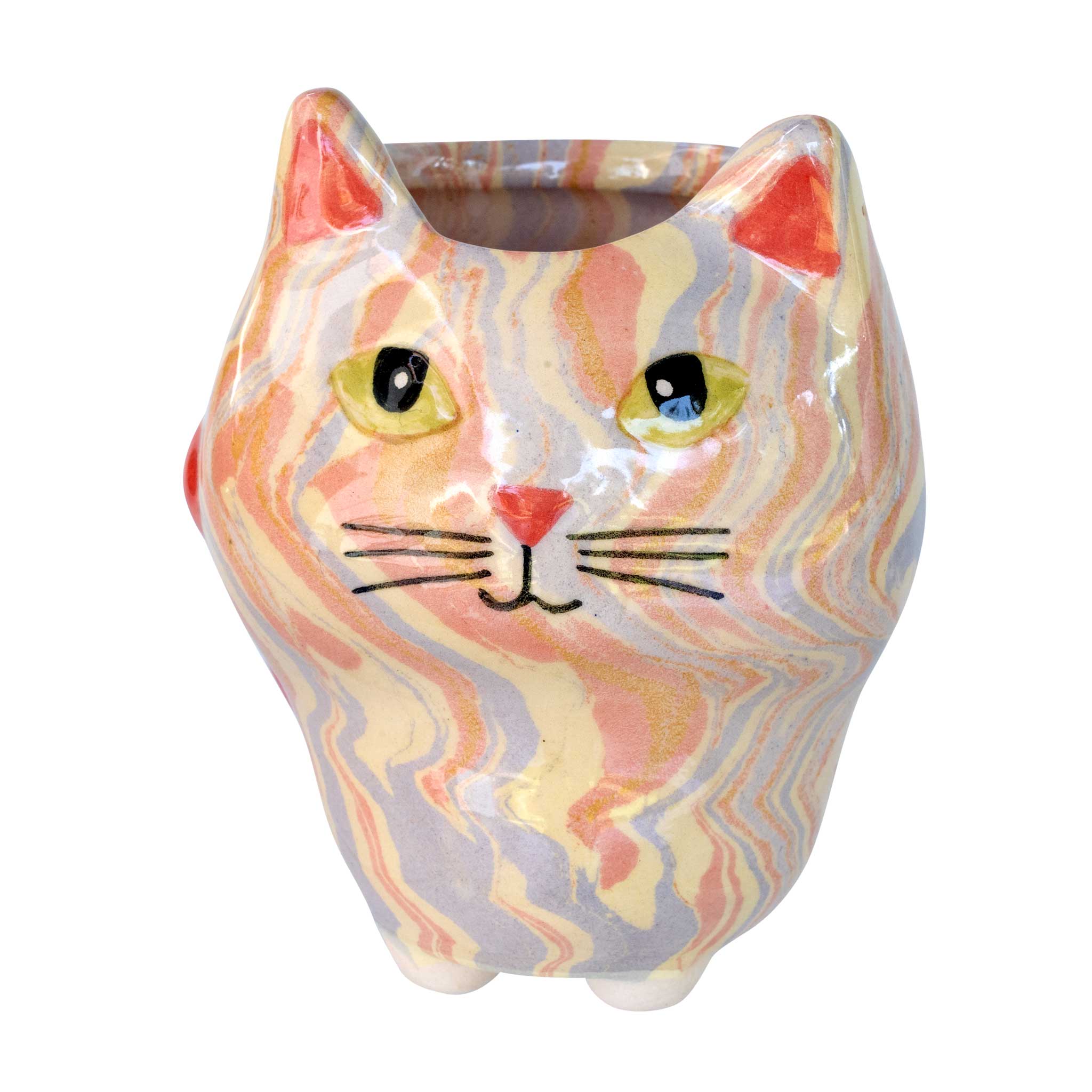 Cat - Swirly Mini Ceramic Plant Pot - Assorted