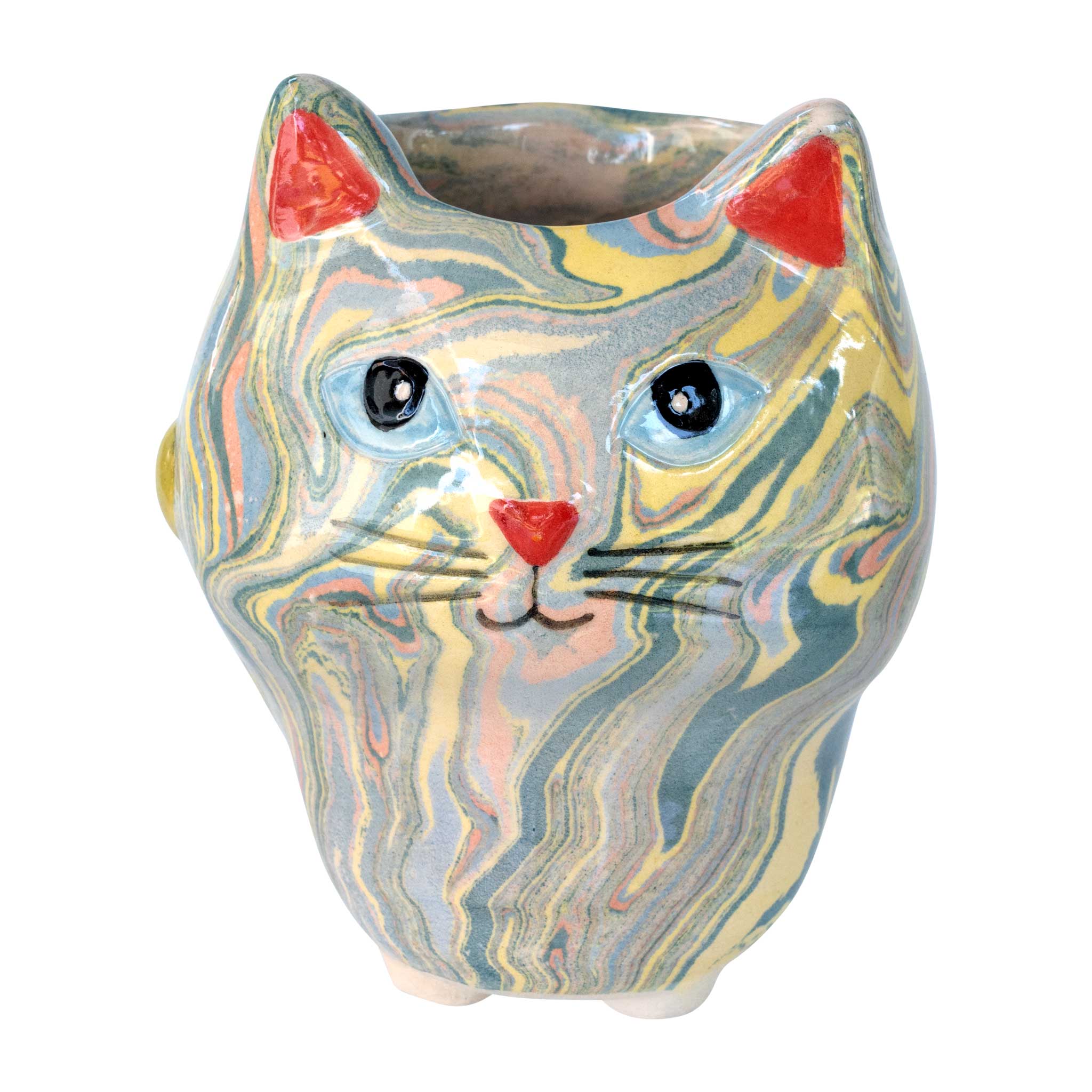 Cat - Swirly Mini Ceramic Plant Pot - Assorted